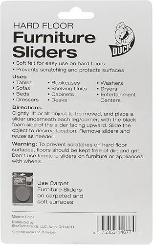 Miniatura 2 de Duck Deslizadores de muebles de fieltro para suelos duros, 3.5 pulgadas de ancho, paquete de 4, marrón