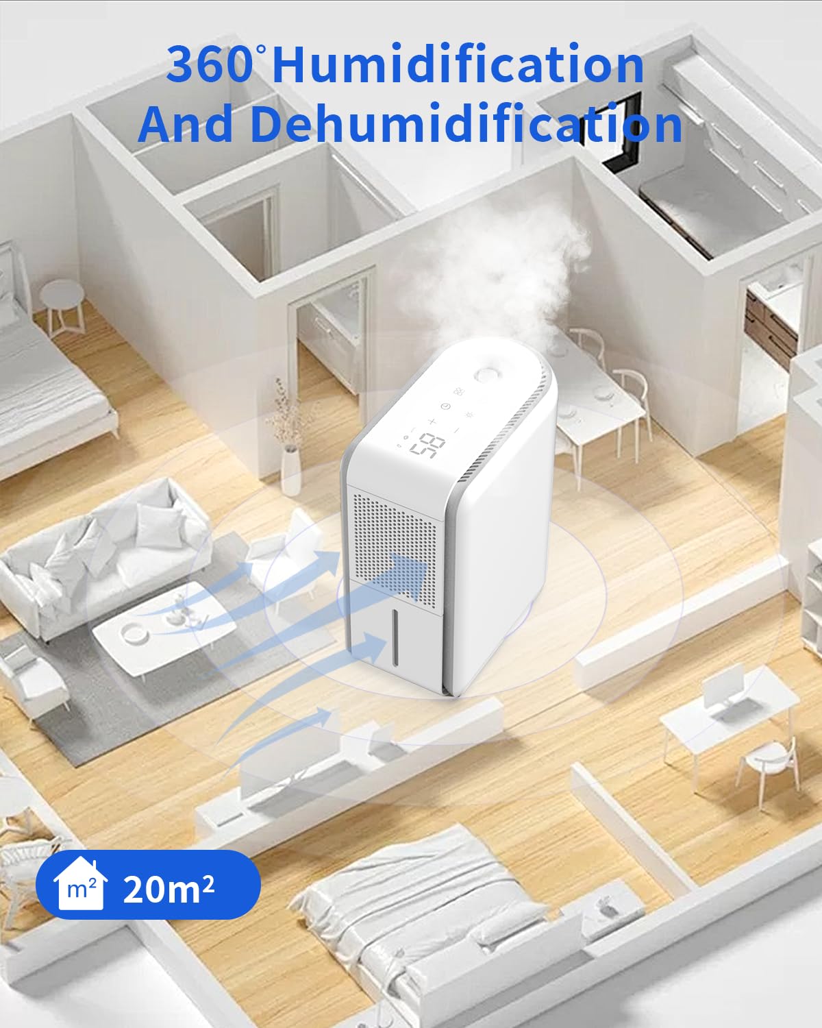 DINZAN 3-in-1 Dehumidifier & Humidifier Combo -2