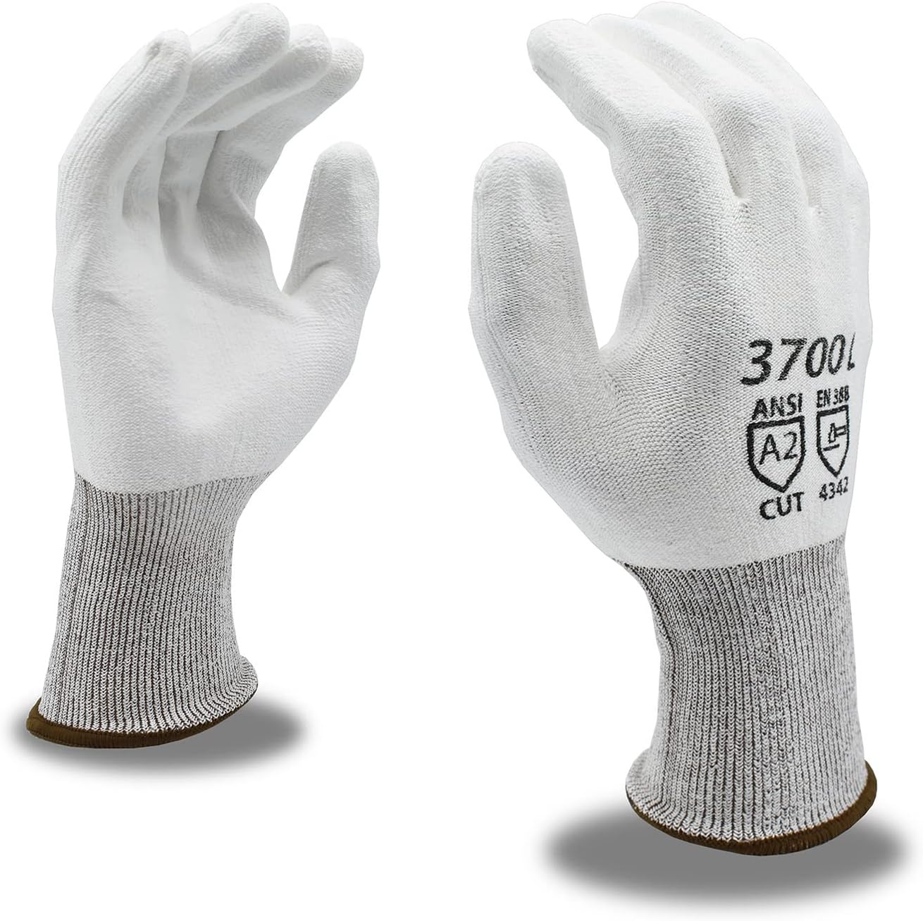 Cordova 3700 3700 Premium Gloves, 13-Gauge HPPE Shell, White Polyurethane Palm Coating, ANSI Cut Level A2