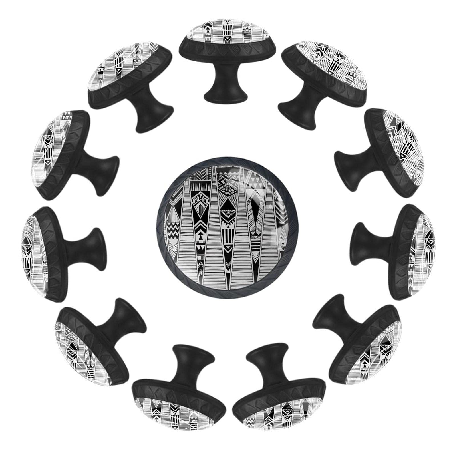 Bouton de tiroir ethnique noir et blanc pour décorer la commode d'une chambre d'enfant