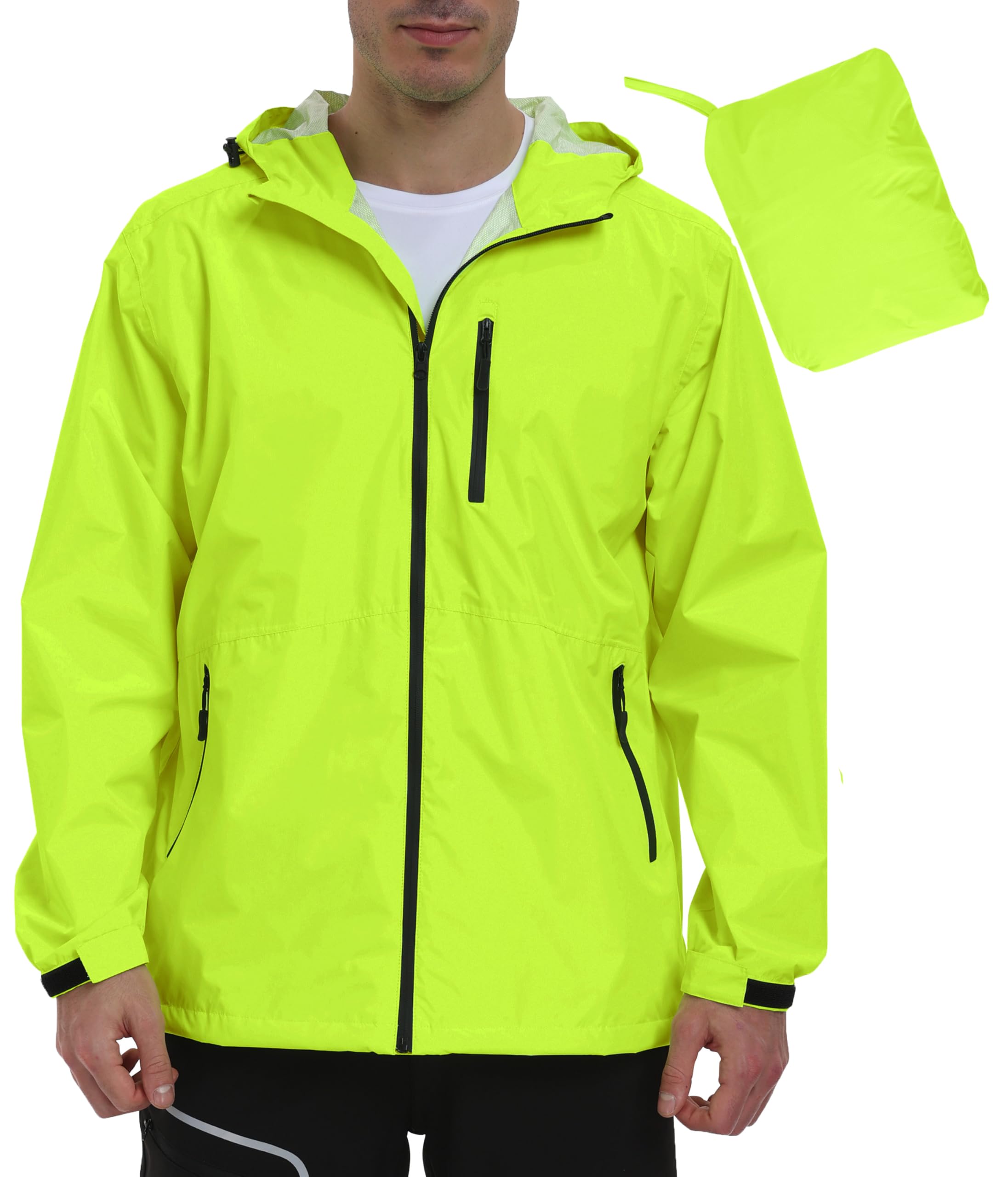MoFiz Homme Veste Imperméable Pliable Légère Coupe-vent Cyclisme Plein air Voyage Course à pied Randonnée