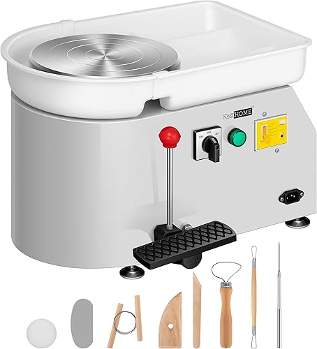 VIVOHOME Rueda de cerámica de 9.8 in que forma la máquina 350 W herramienta eléctrica de arcilla DIY con pedal de pie y lavabo desmontable para