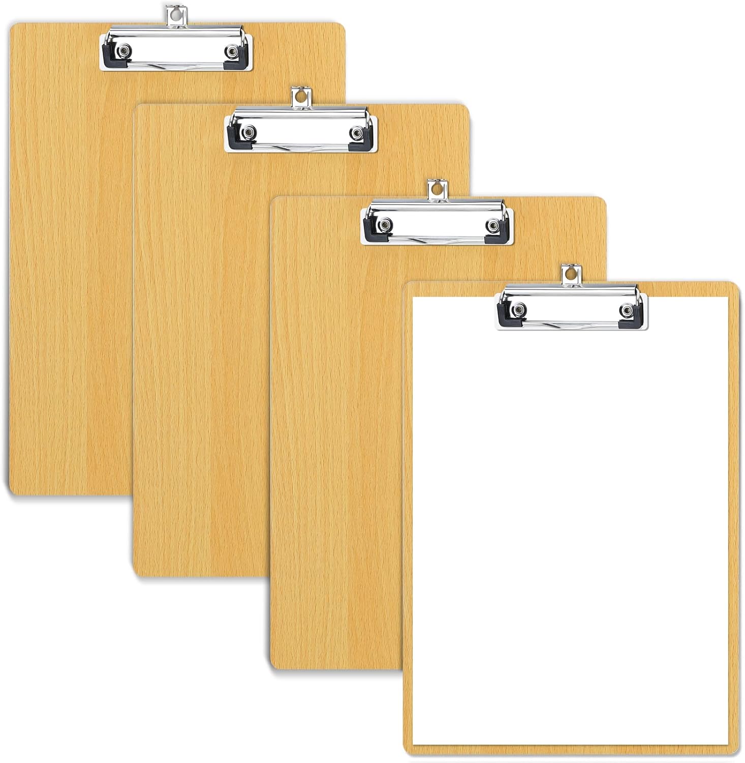 4 Pieces Clipboards Set A4 Wooden Clipboard High Density and Extra