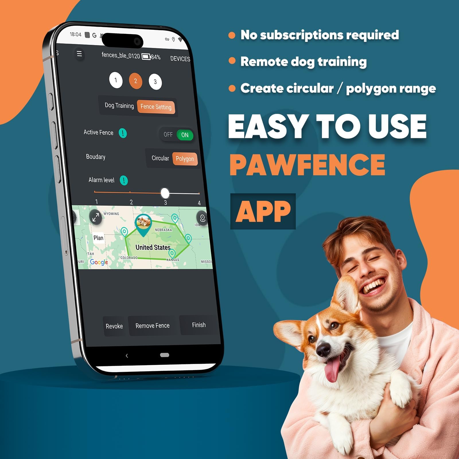 Photo 1 of GPS Electric Dog Fence with Free App, Wireless Fence System with Training Collar, Portable for Outdoor Use, Rechargeable Waterproof Flexiable Collar, Adjustable of Dogs