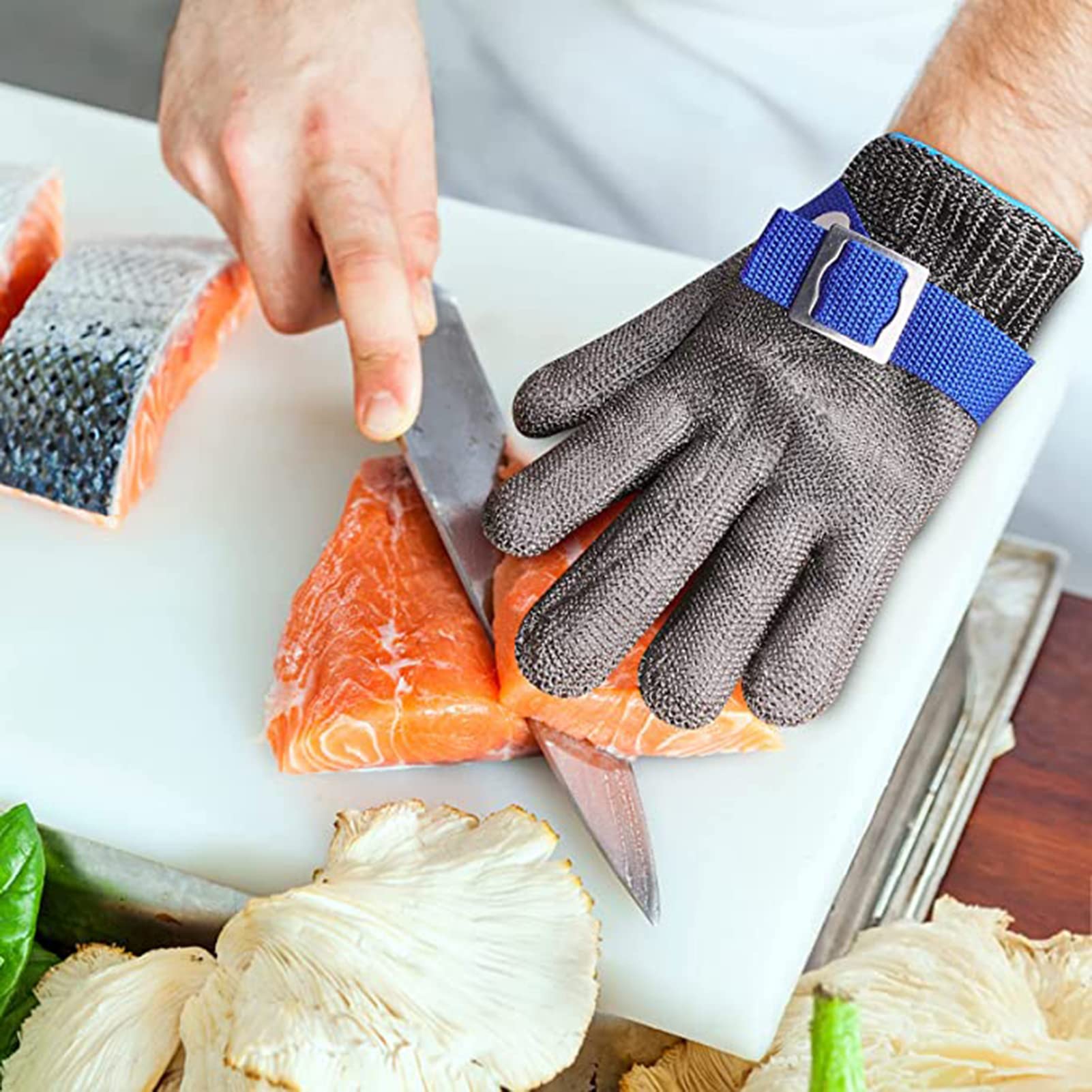 Amazon.co.jp: 防刃軍手 肉切り、釣り用ステンレス鋼線金属メッシュ