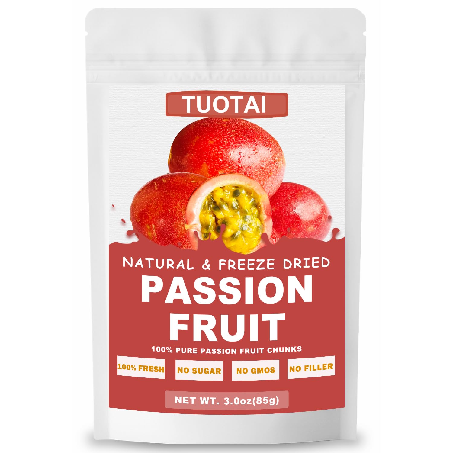 Freeze Dried Passion Fruit, 3 Ounces, Passion Fruit Chunks for Cake, Drinks and Baking Food