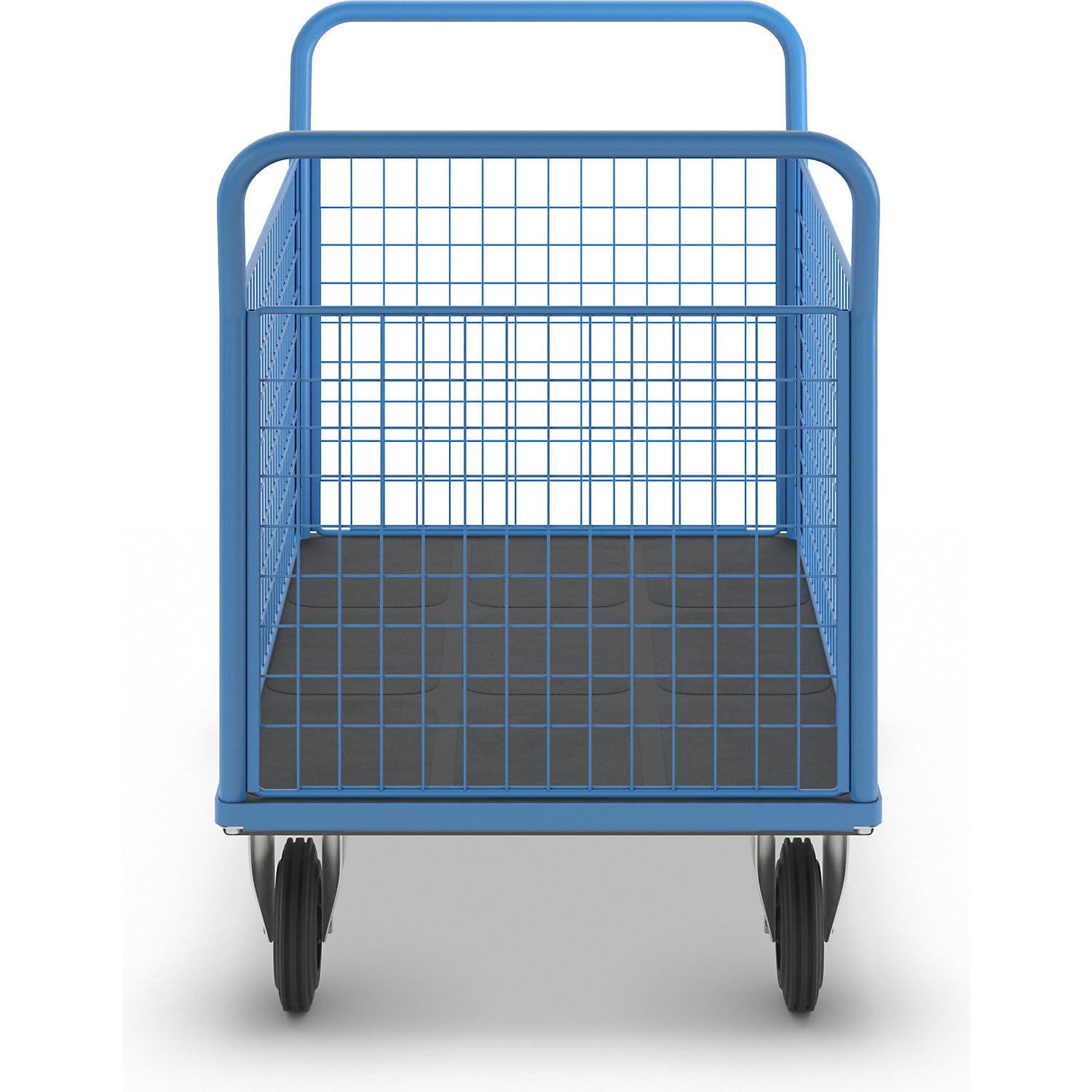 eurokraft pro | Plattformwagen | 4 hohe Gitterwände, LxB 1250 x 800 mm, Vollgummireifen
