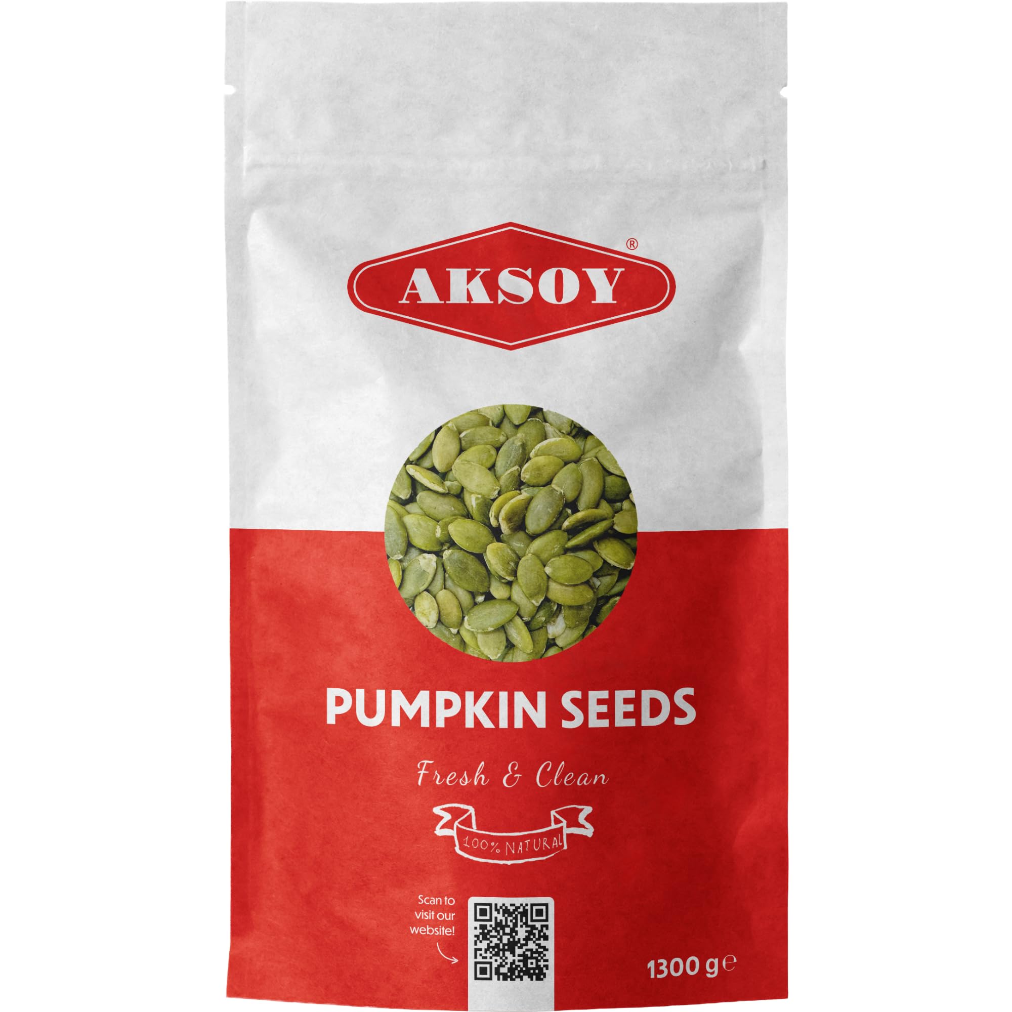 Aksoy Pumpkin Seeds 1300g | GMO-Free & Vegan – High in Protein & Fiber, Perfect for Snacking, Baking, Salads, Healthy Recipes