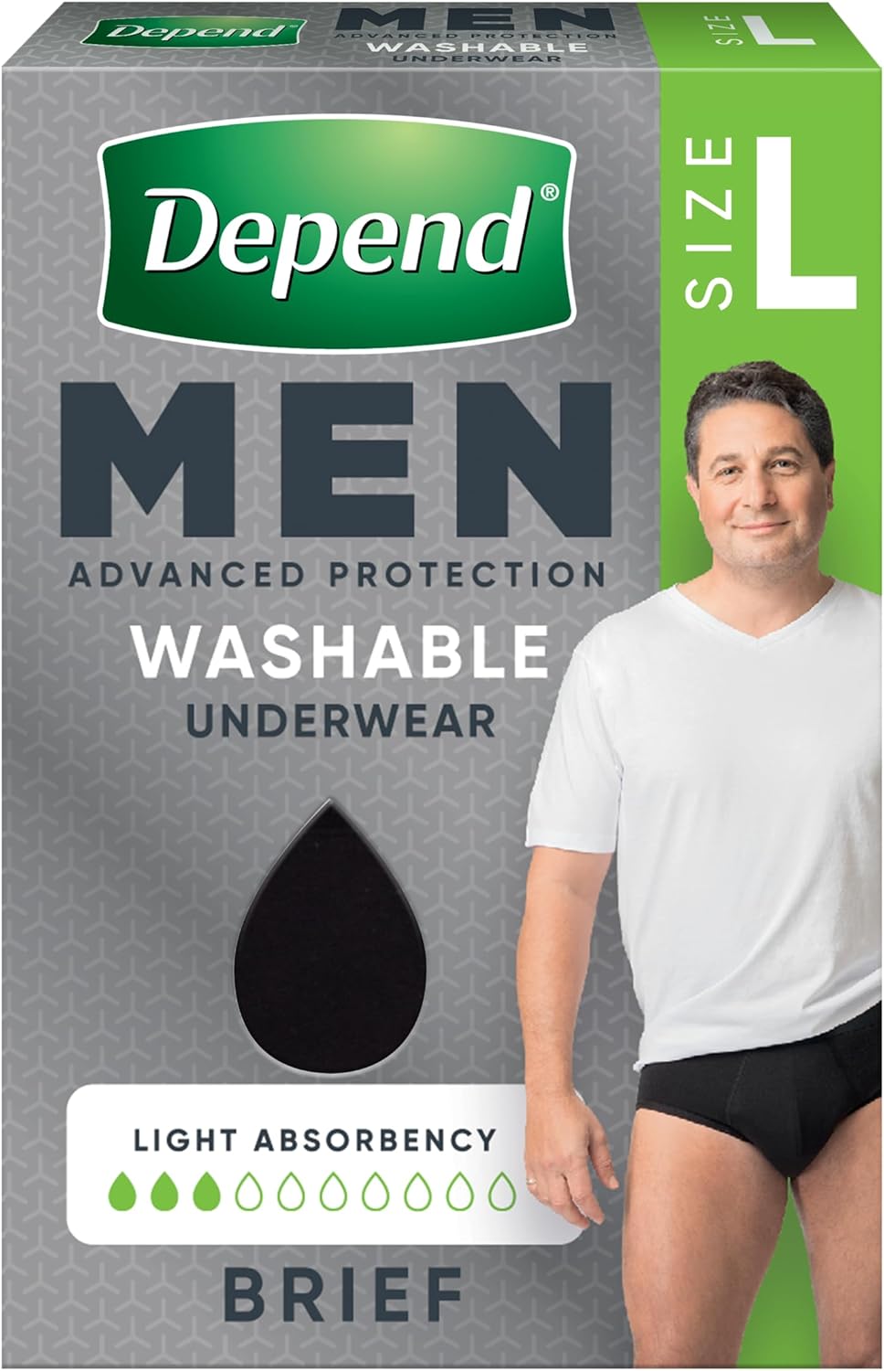 Depend Men Washable Incontinence Underwear Large