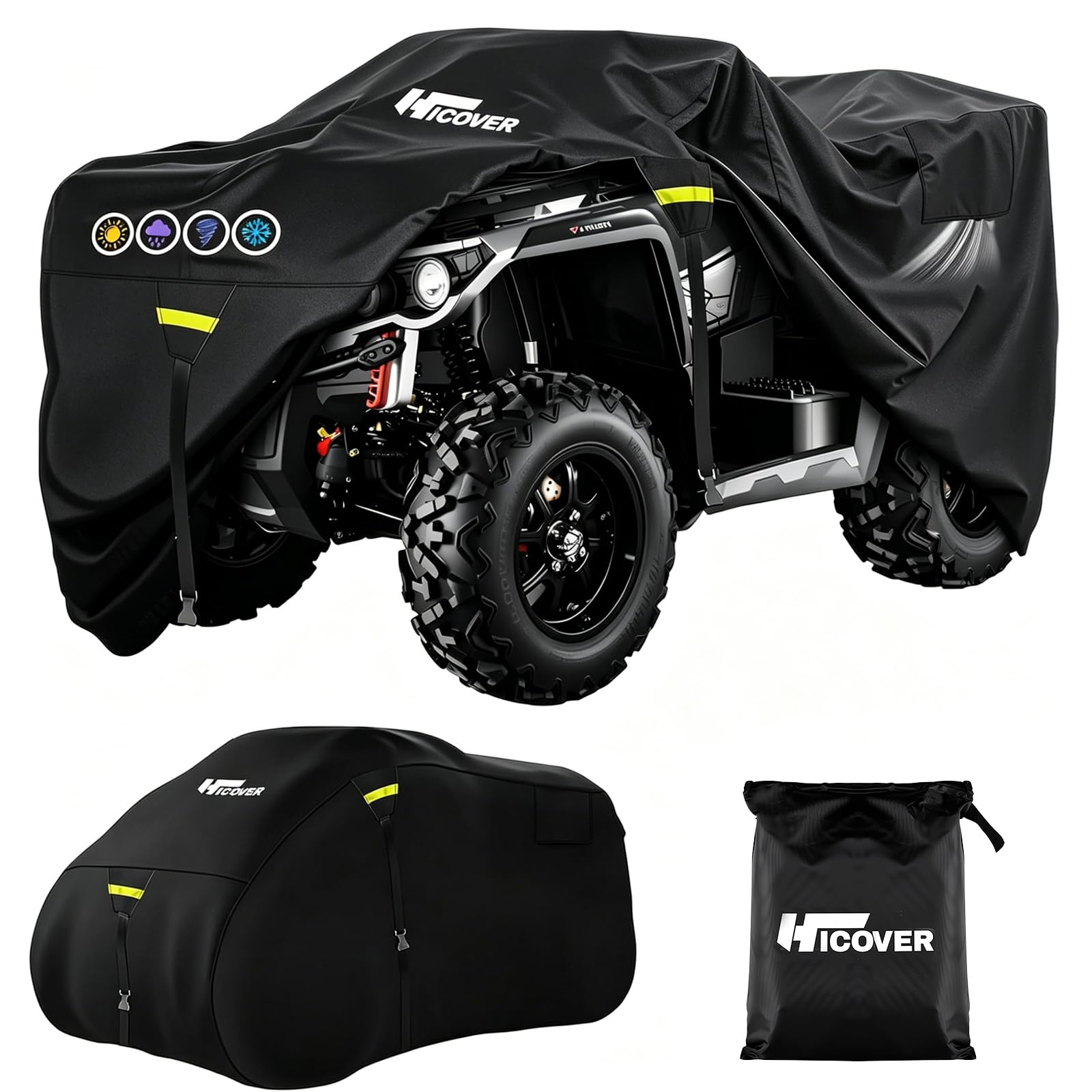 Housse de protection 600D pour ATV étanche robuste remorquable pour quad 4 roues étanche pour extérieur couverture pour quad toutes saisons protection UV pour Polaris Kawasaki Yamaha Suzuki