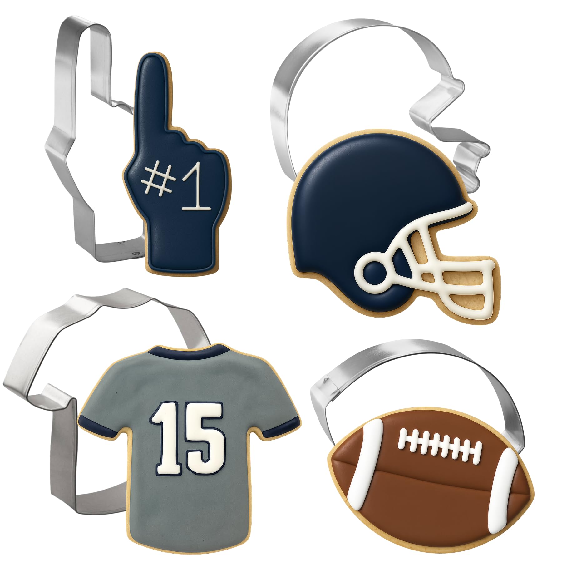 Football Cookie Cutter Set 4 Pc - Foose Cookie Cutters - USA Tin Plated Steel