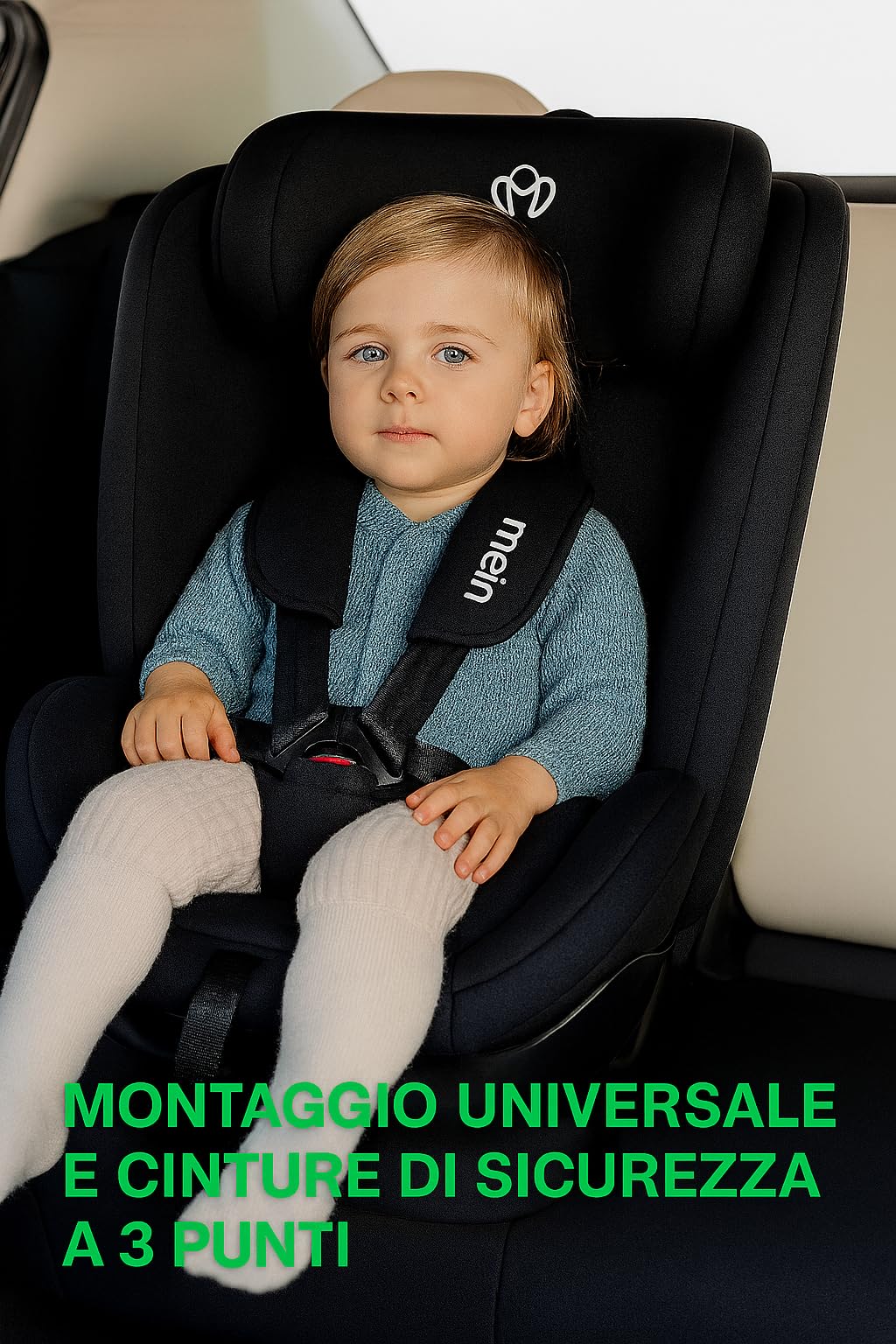MEIN Seggiolino Auto Senza Isofix 0‑36 kg Universale – Montaggio con Cintura, Gruppo 0‑1‑2‑3, Reclinabile e Sicuro per Neonati e Bambini