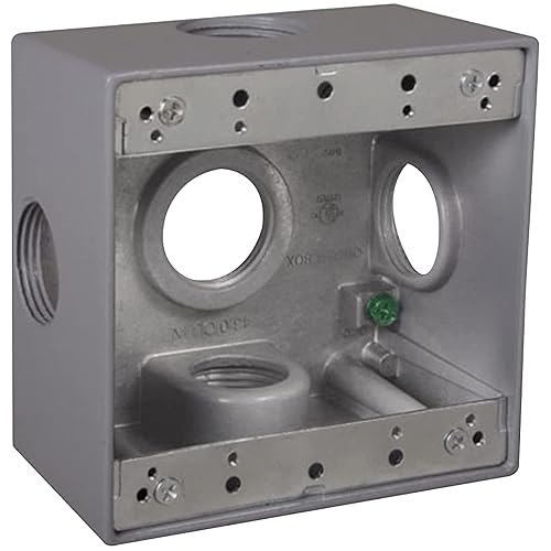 TayMac DD5100XS 4-1/2-Inch X 4-1/2-Inch Gang Weatherproof Box, 1-Inch Outlets,