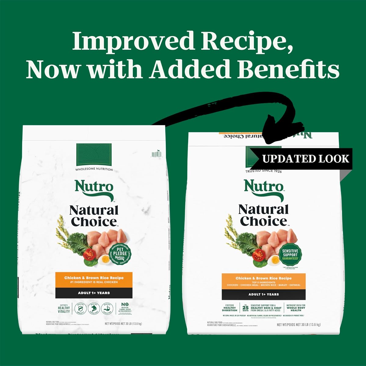 Nutro Natural Choice Adult Dry Dog Food, Chicken & Brown Rice Recipe, 30 lb Chicken 30 Pound (Pack of 1) image 1