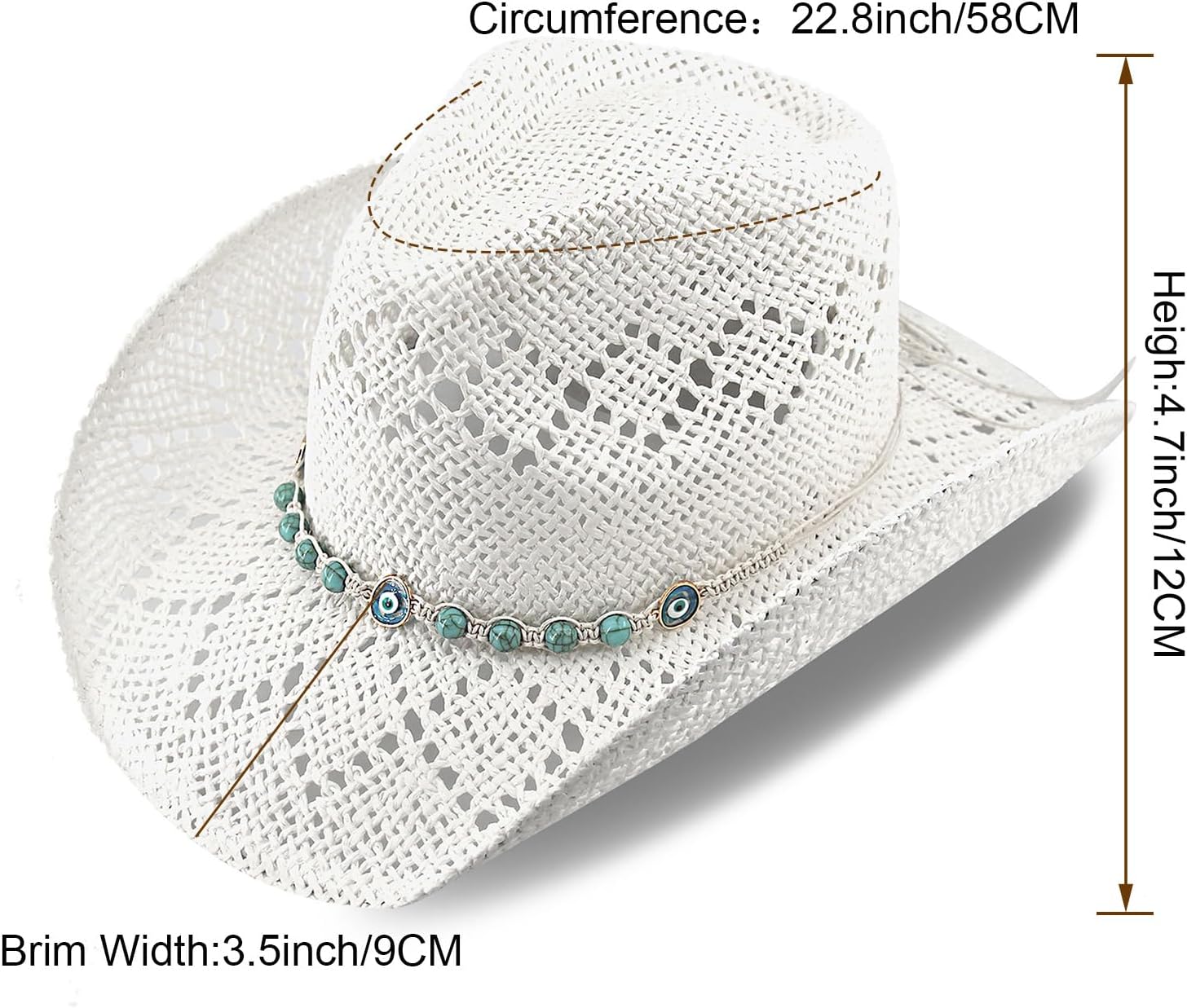 Women's Western Cowgirl Hat Men's Cowboy Hat Straw Cowboy Hat Woven Sun Hat Western HatUnique Two Decorative Bands