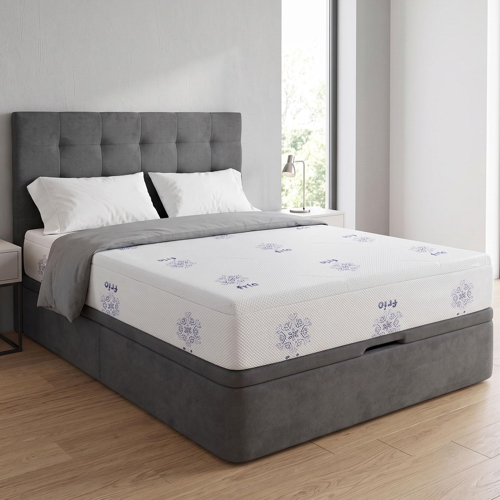 VentadeColchones - Topper Sobrecolchón Viscoelástico de Hilo Frío de Densidad 55Kg/m³ y Funda con Faldilla | Grosor de 5 cm | 140 x 190 cm