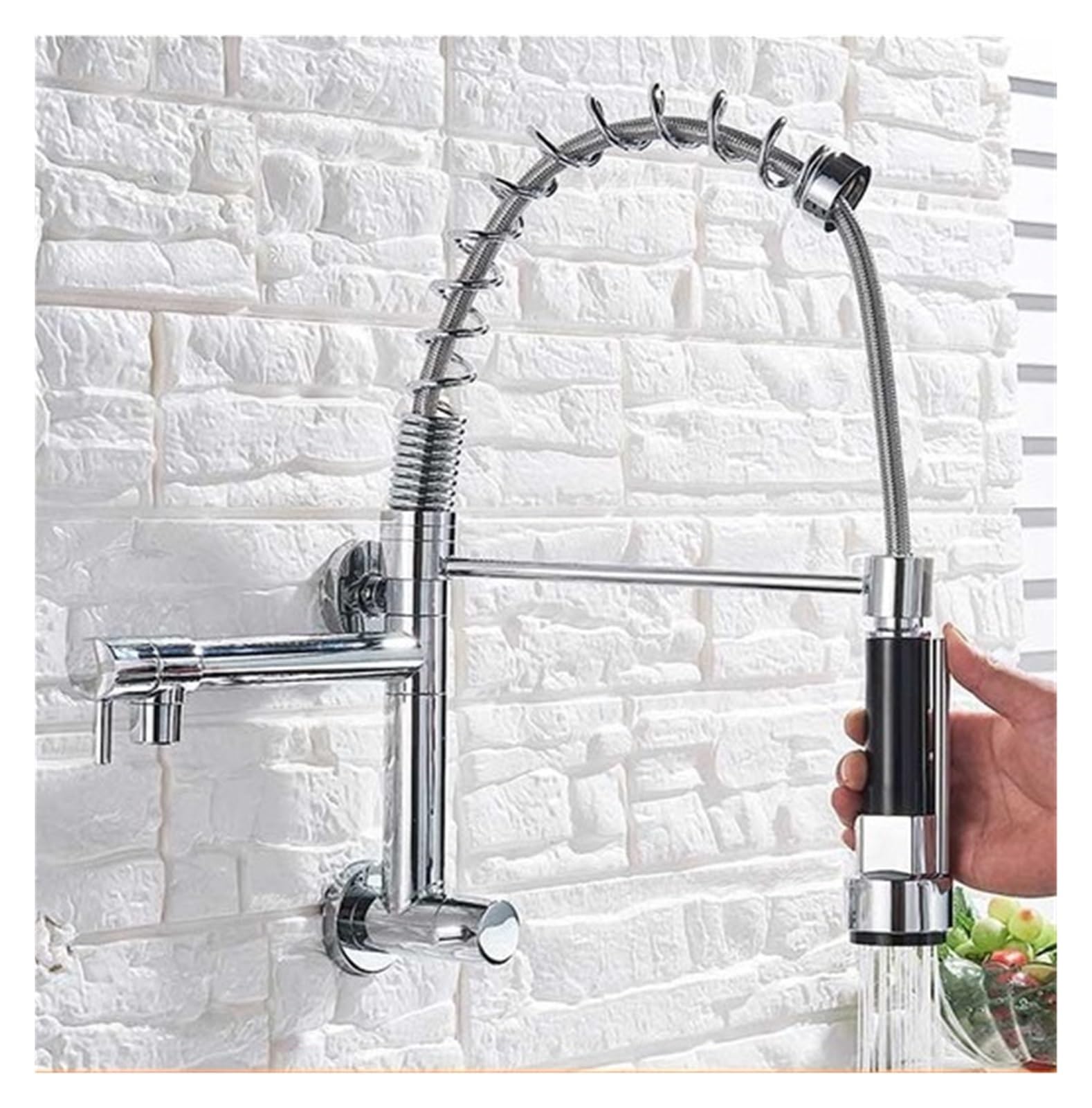 Robinet de cuisine extractible double bec d'eau froide pour grand évier