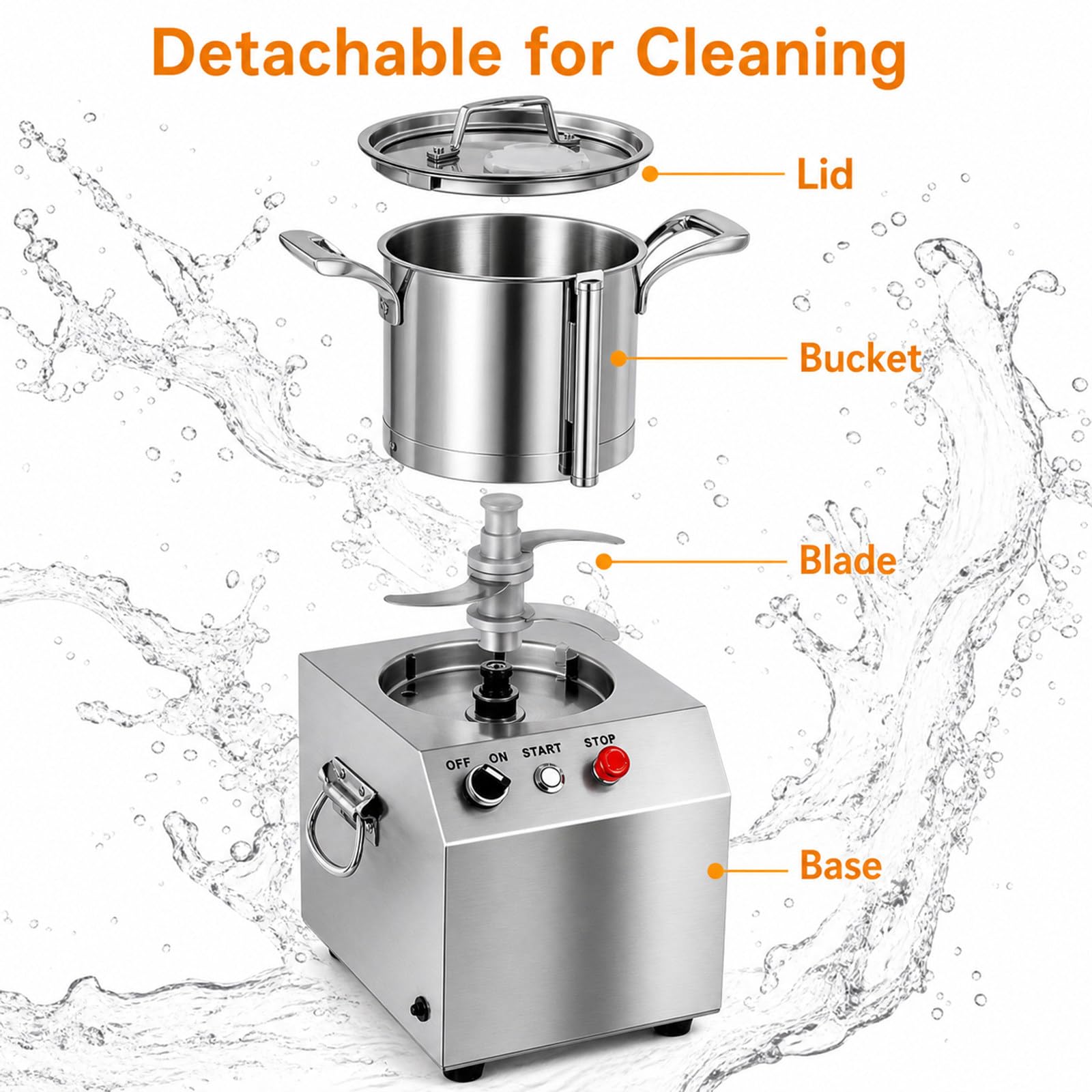 Picadora EléCtrica Profesional 3l/ 4l/ 6l/ 10l/ 15l, Procesador De Alimentos En Acero Inoxidable para AlimentacióN Animal Verduras Granos Cacahuete 6L