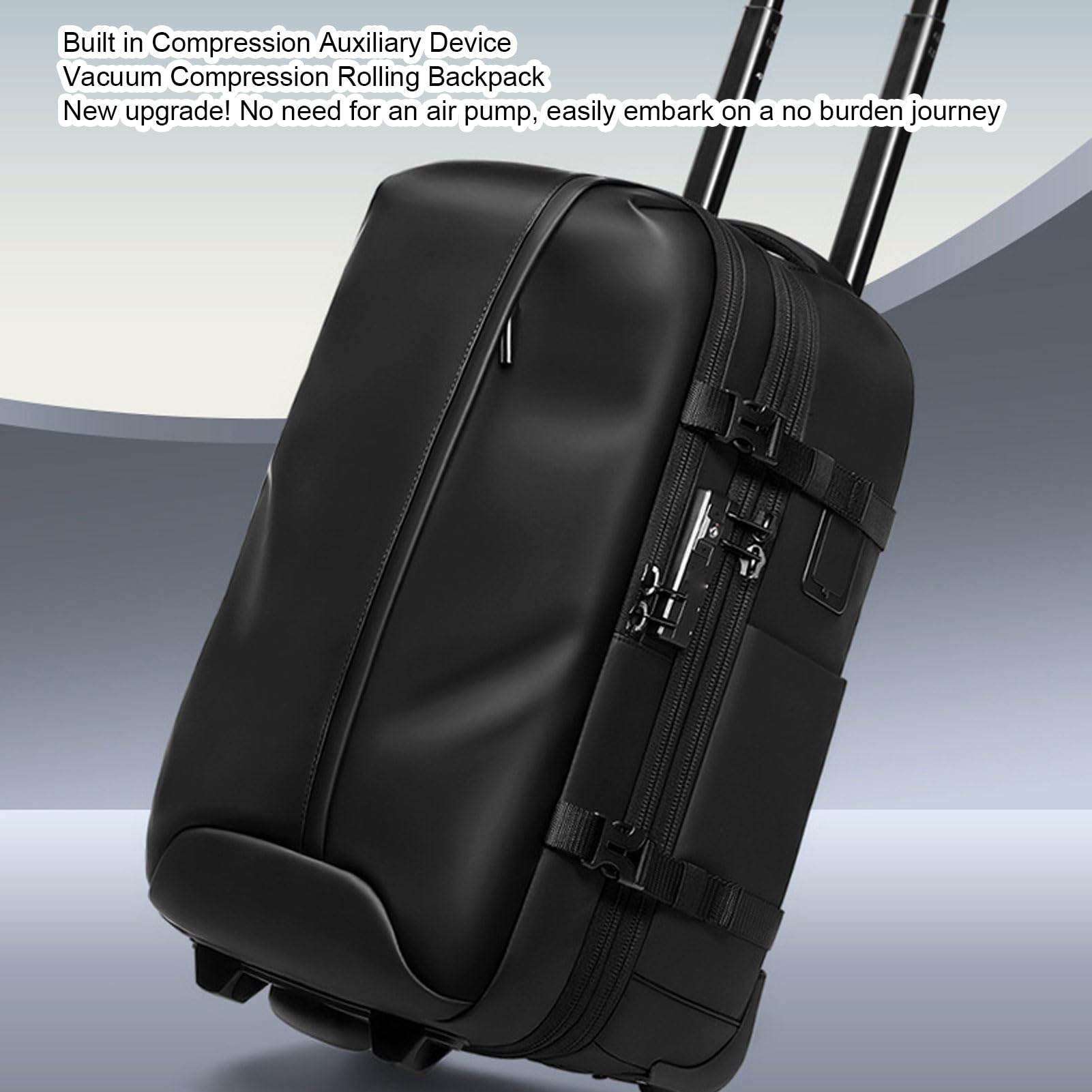 Rozszerzalny Plecak na Kółkach 25-60L | Plecak na kółkach 2 w 1, kompresja próżniowa, blokada hasłem, szybkie ładowanie przez USB, tkanina Oxford
