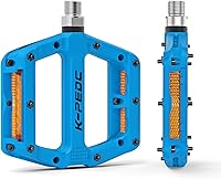 Vista 11 de Pedales de bicicleta de montaña con reflectores, pedales de carretera/MTB, pedales de plataforma de fibra de nailon ligero de 9/16 pulgadas para BMX