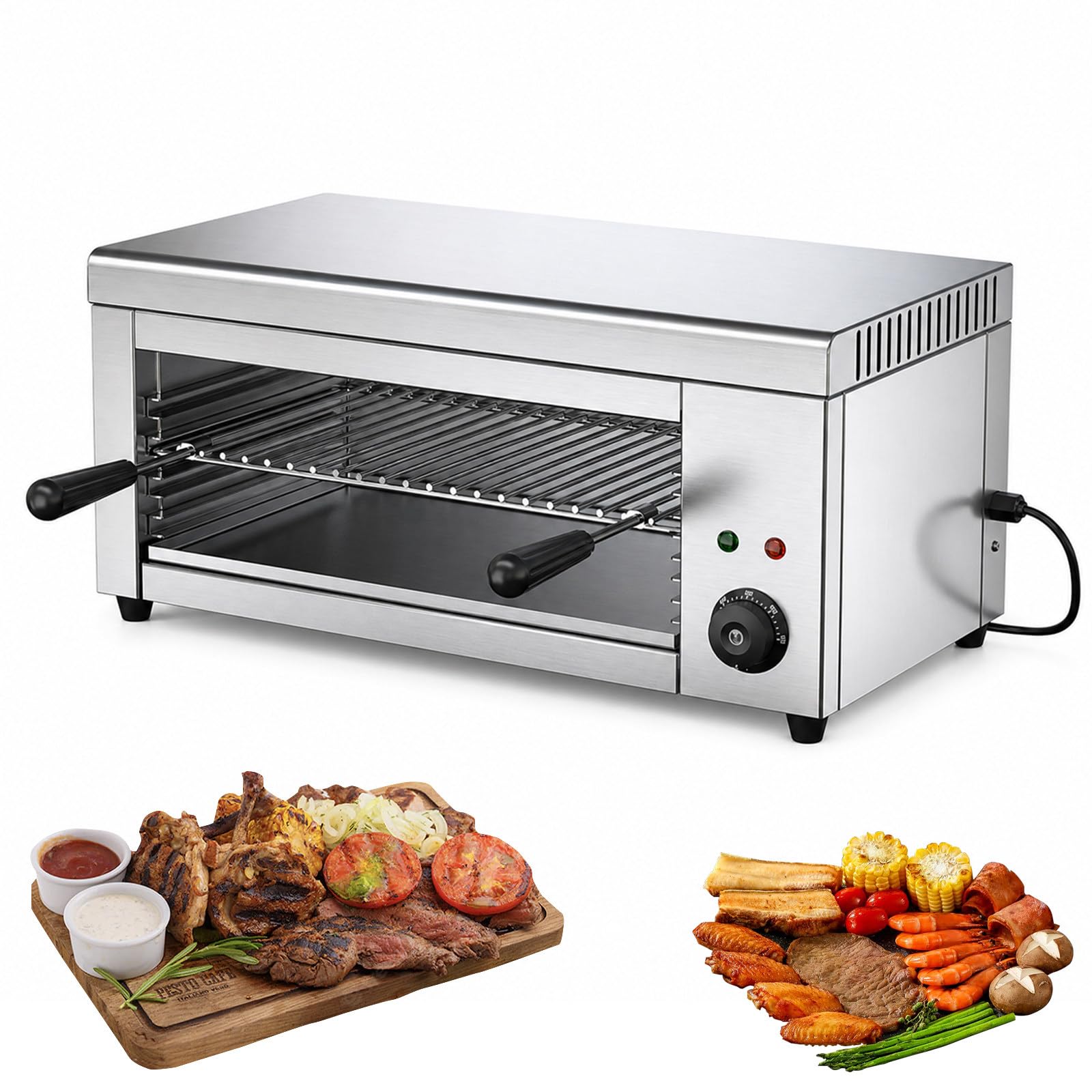 RUODATONLY Salamander Broiler for Home Use, 2000W Commercial Raclette Cheese Melter, Countertop BBQ Grill 50-300℃, Electric Oven for Melt Cheese Toast Sandwiches Grill Steaks, 4 Height