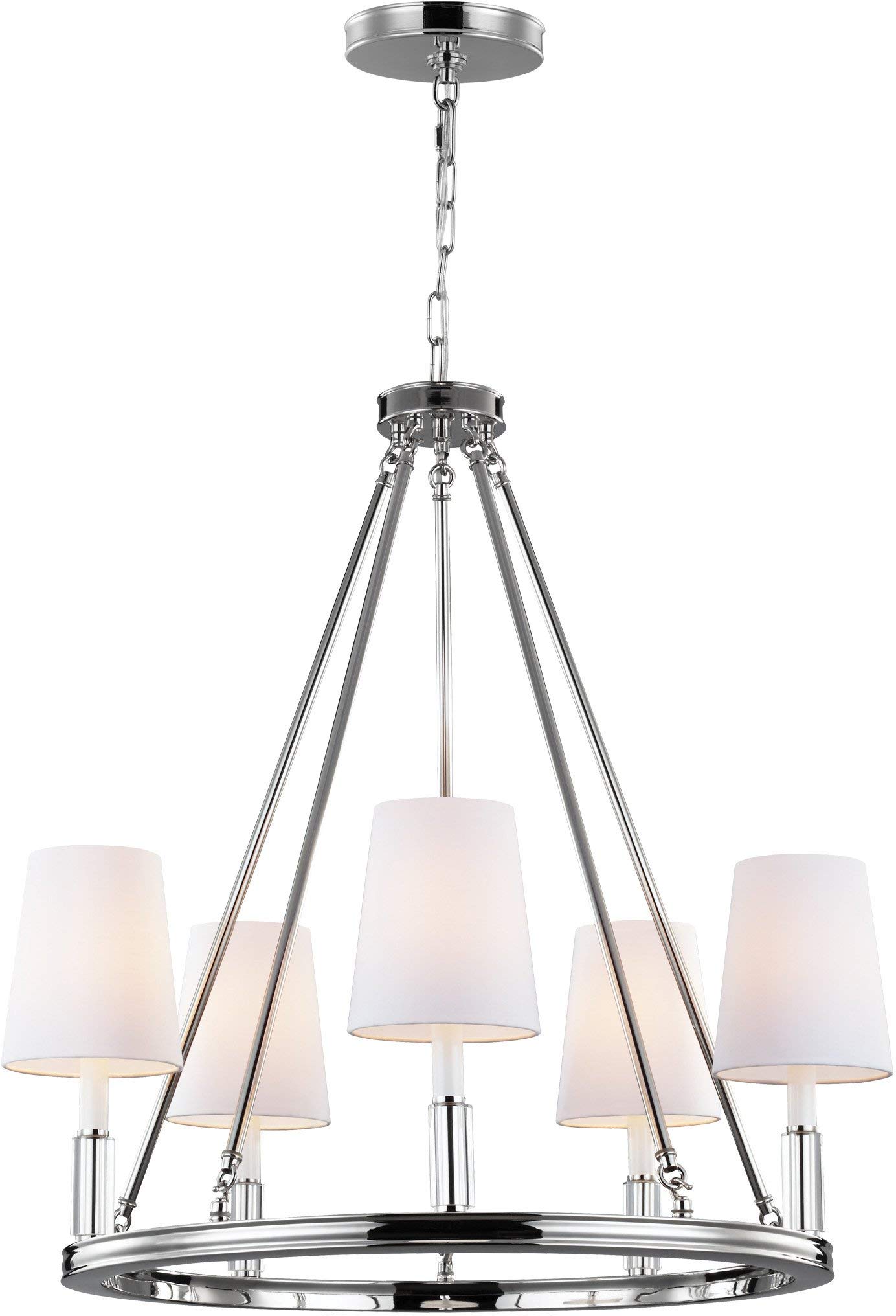 FeissLighting-Lismore Chandelier 5 Light WhiteFabric -Traditional Installation