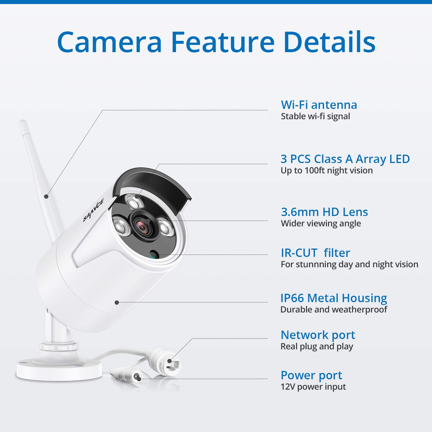 SANNCE Kit de videovigilancia WiFi 5 MP 10 CH NVR, 6 cámaras Wifi, kit de cámaras de vigilancia WiFi, sistema de videovigilancia WiFi, visión nocturna, detección de movimiento, P2P, 1TB HDD