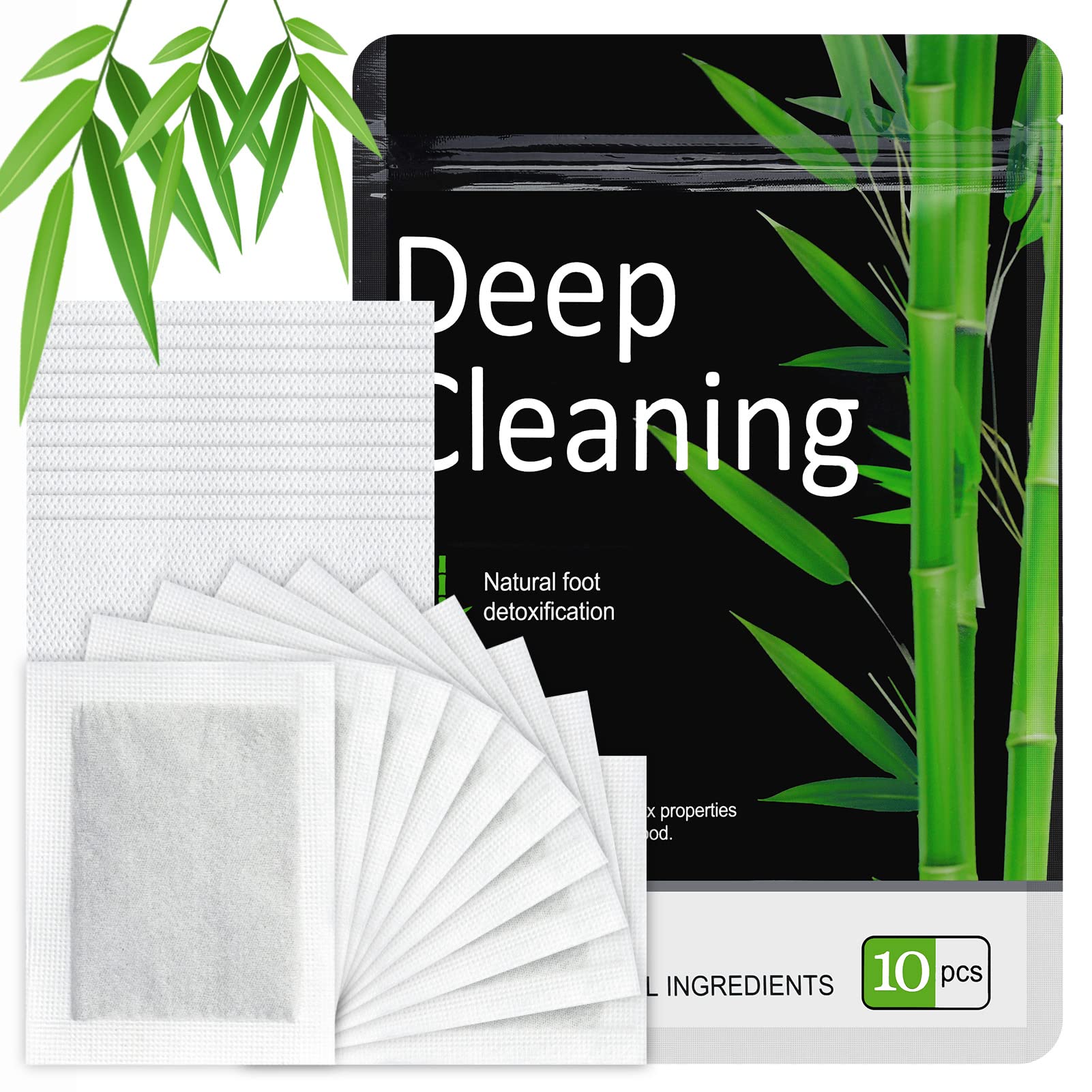 100% Natural Detox Foot Patches, Promote Blood Circulation, Stress Relief and Improve Sleep, Remove Toxins and Cleanse Body, Deep Cleansing Foot Pads with Bamboo Vinegar and Ginger Powder (10PCS)