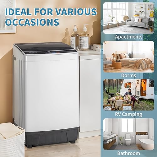 Miniatura 8 de 17.8LBS Portable Washing Machine, 2.3 Cu.ft Washer Dryer Combo wDrum, 10 Programs 8 Water Level, Full-Automatic Compact Lavadora for Apartment Dorm