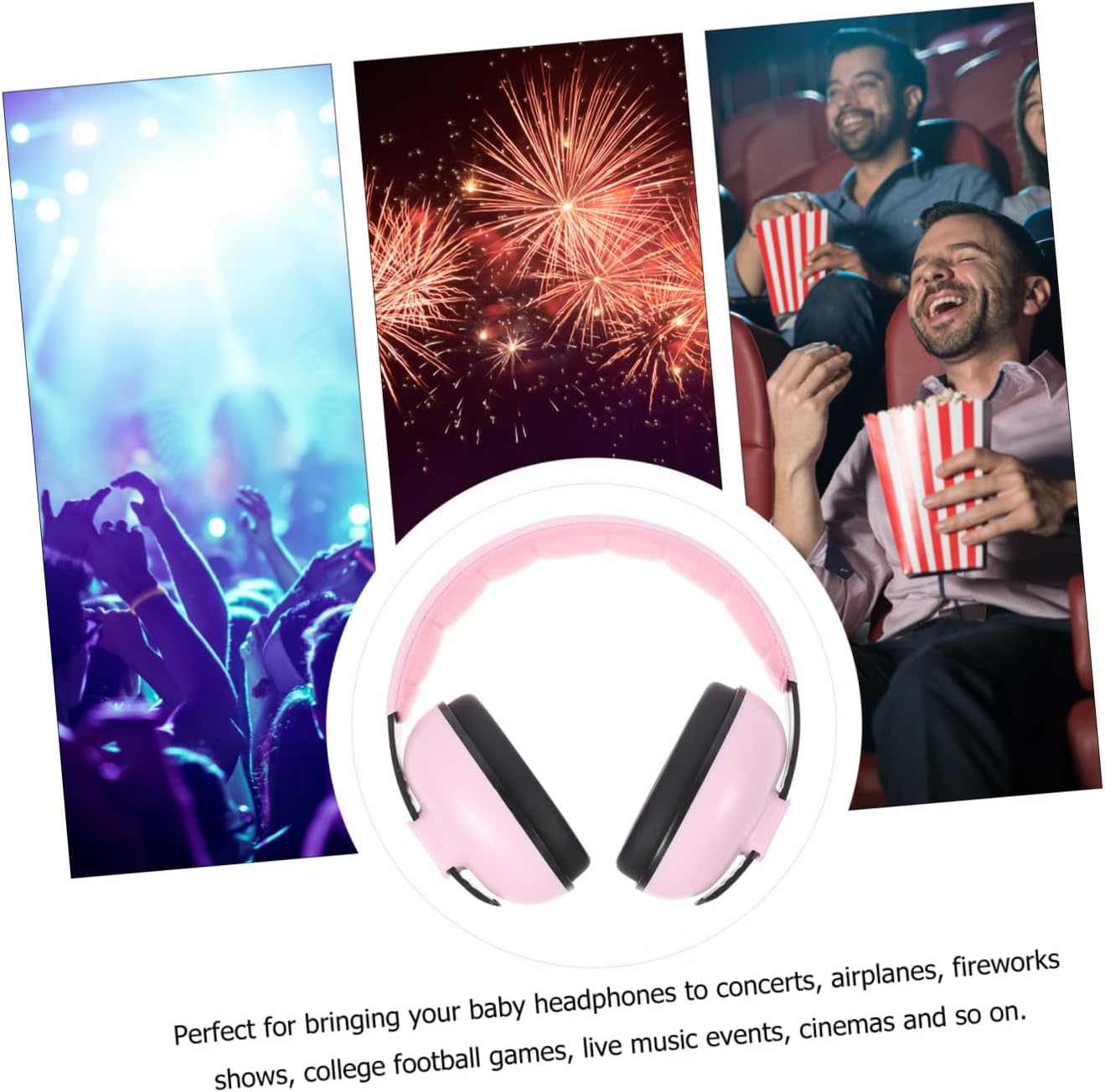 Noise Reduction Earmuffs Adjustable Headband for Infants Hearing Protection Noise Blocking Ear Muffs Pink for Sleeping and Travel