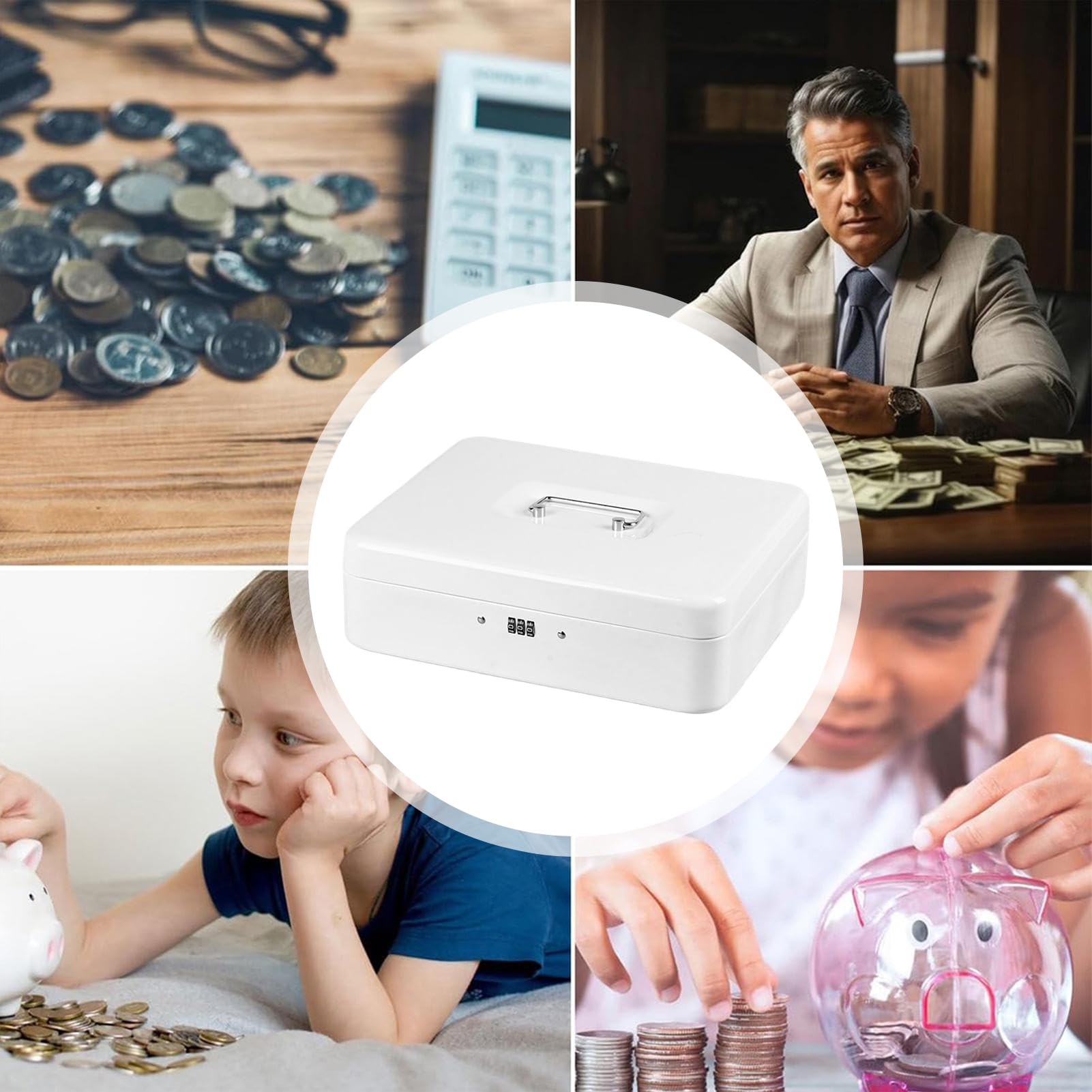 Salvadanaio Per Adulti Grande Vassoio Cassetto PortaDenaro A Prova Di | Con Lucchetto A Combinazione Portamonete, Chiavi, Anelli, Lettere, Contanti E Gioielli Per Casa, Ufficio, Scuola