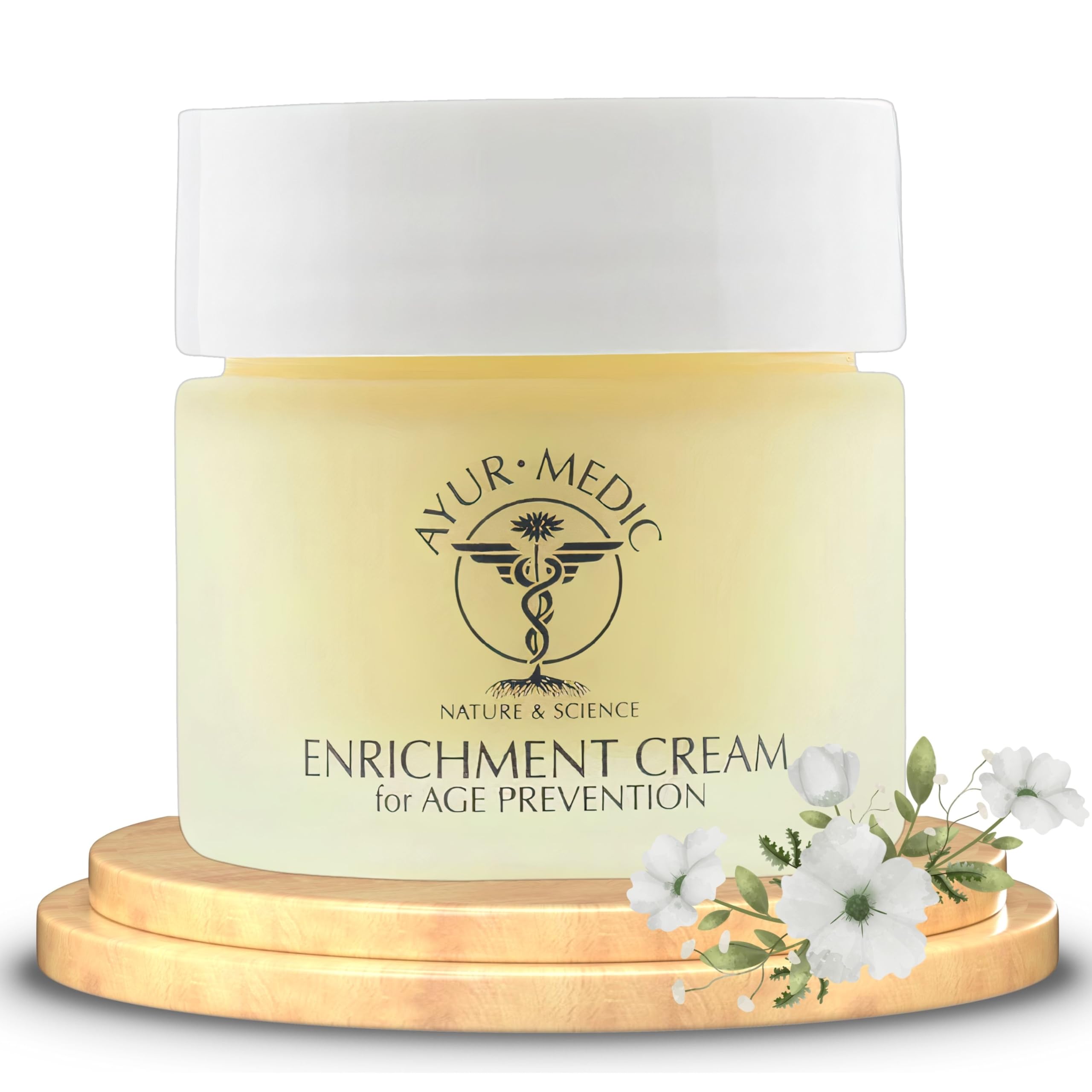 Ayur-Medic Nature and Science Enrichment Cream – 2 oz Mature, Devitalized, and Sun-Damaged Skin. Contains Palmitoyl Tripeptide-5, CoQ, 10 Plus