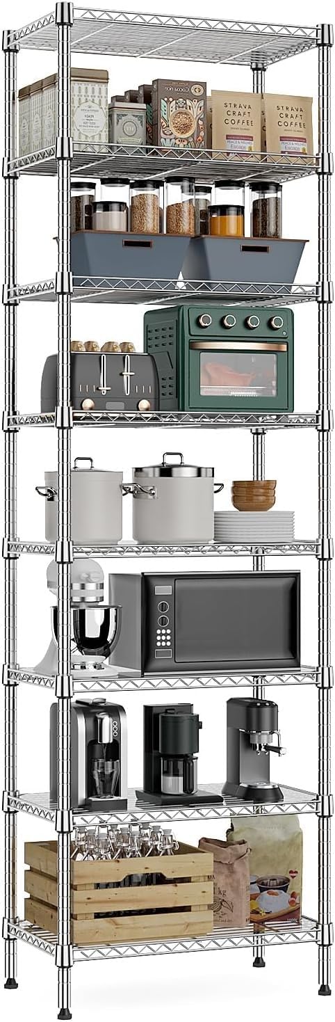 8 Tier Metal Wire Shelving Shelf Shelves Garage Warehouse Commercial Rack 79.5" H