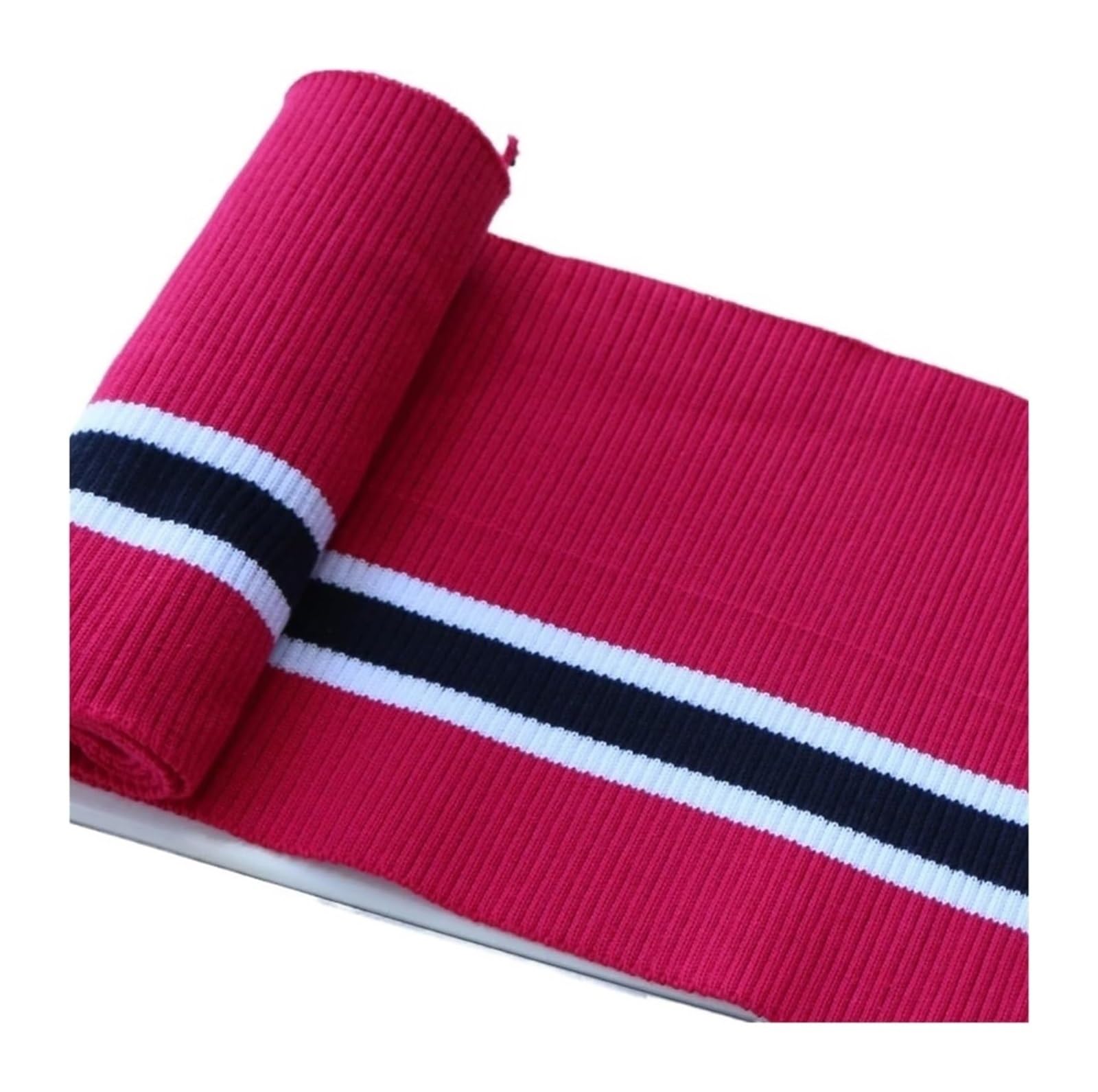 Knit Cuff, Cotton Spandex Elastic Ribbed Cuffs Stretch Knit Multicolor 80cm X 15cm(Rose)