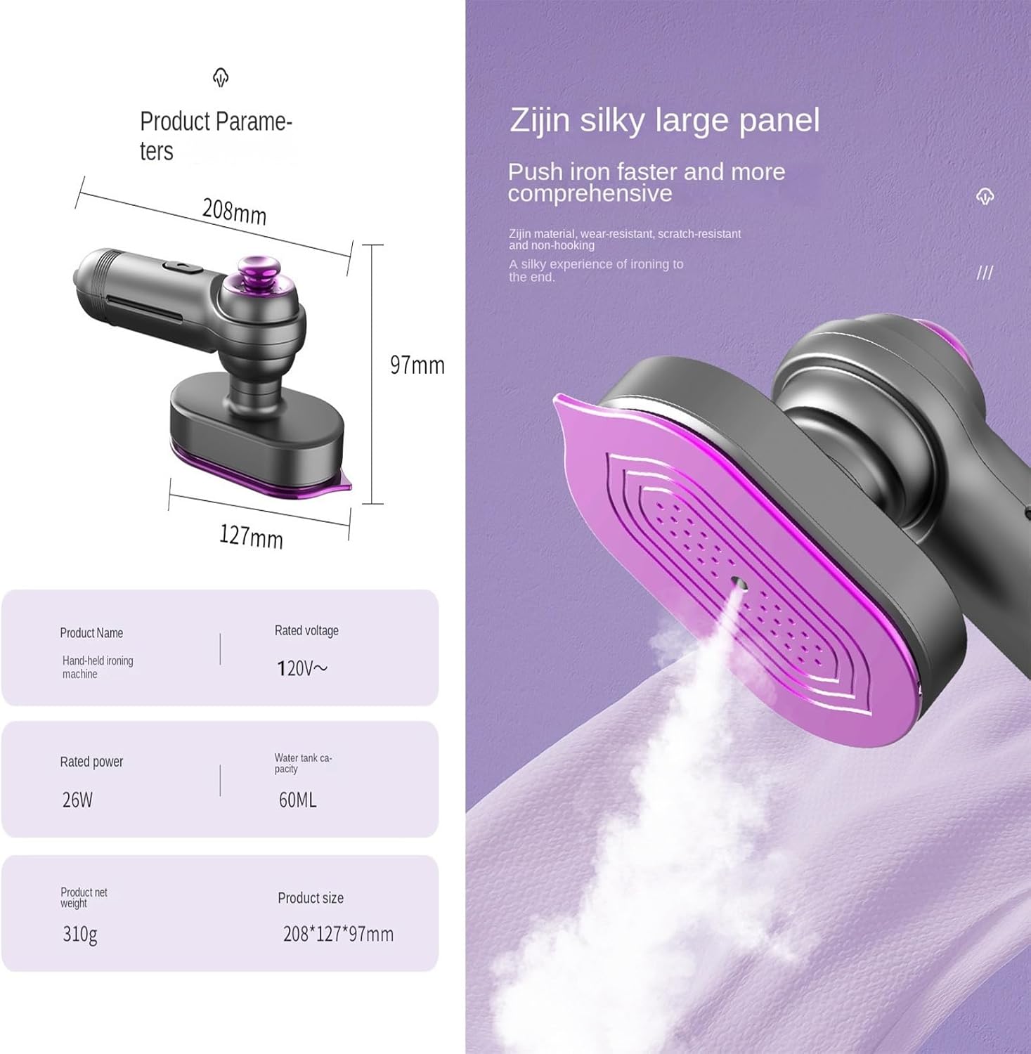 Mini Portable Steamer Iron for Clothes – Compact Travel & Home Essential (Starry Gray)