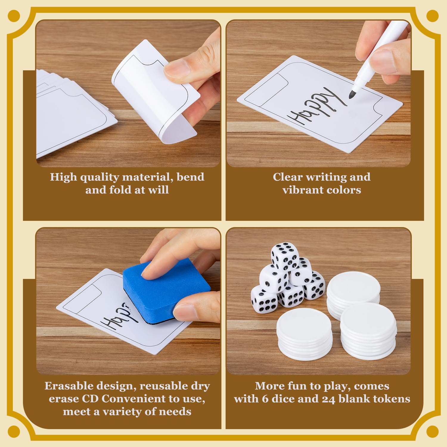 Amazon.com: 24 Pcs Multifunctional Tokens Dry Erase Cards, Reusable Blank  White Flash Erasable Index Cards with 8 Marker Pens for MTG DIY Blank Card  Games Accessories : Toys & Games