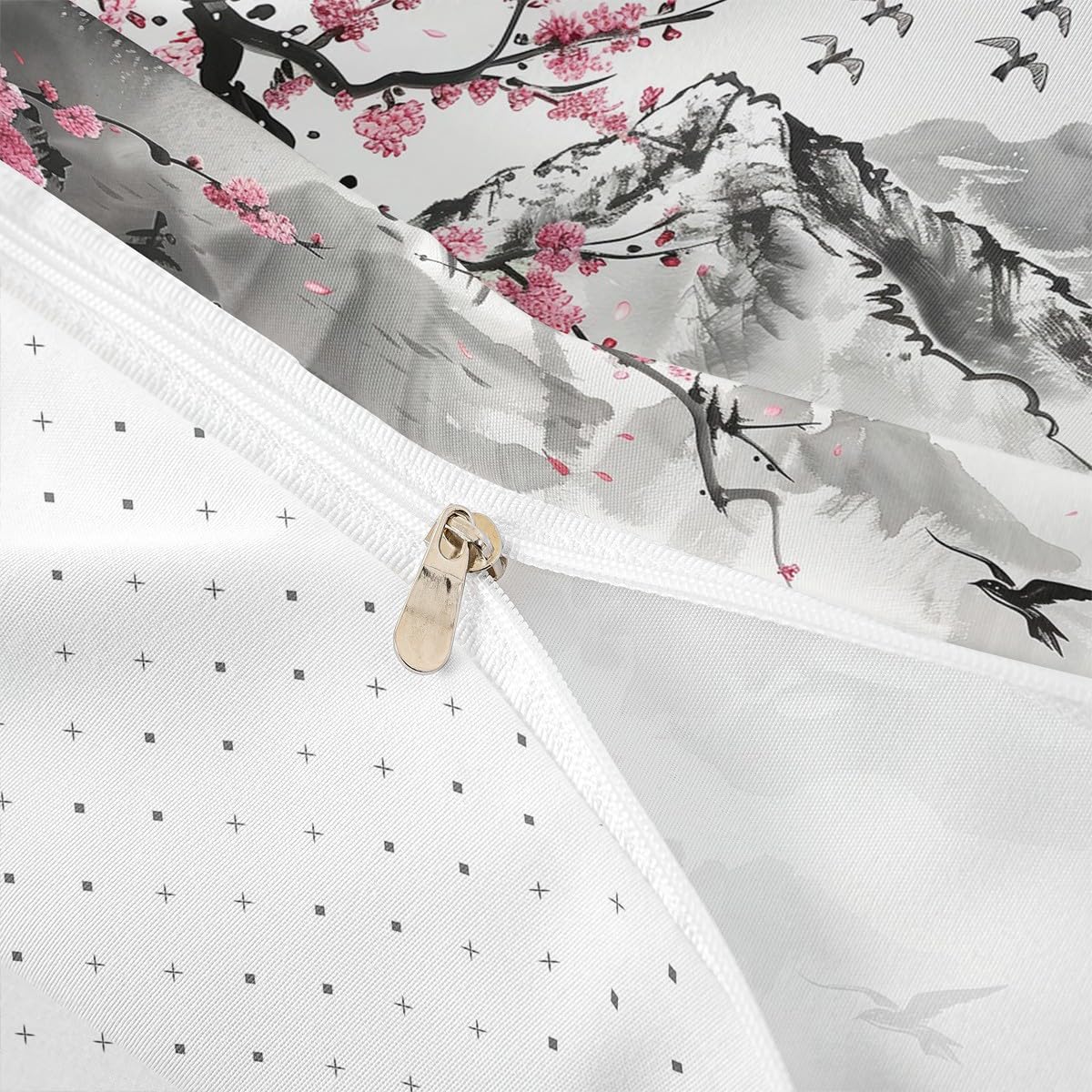 Homewish Pink Cherry Blossom Duvet Cover King Size - Image 4