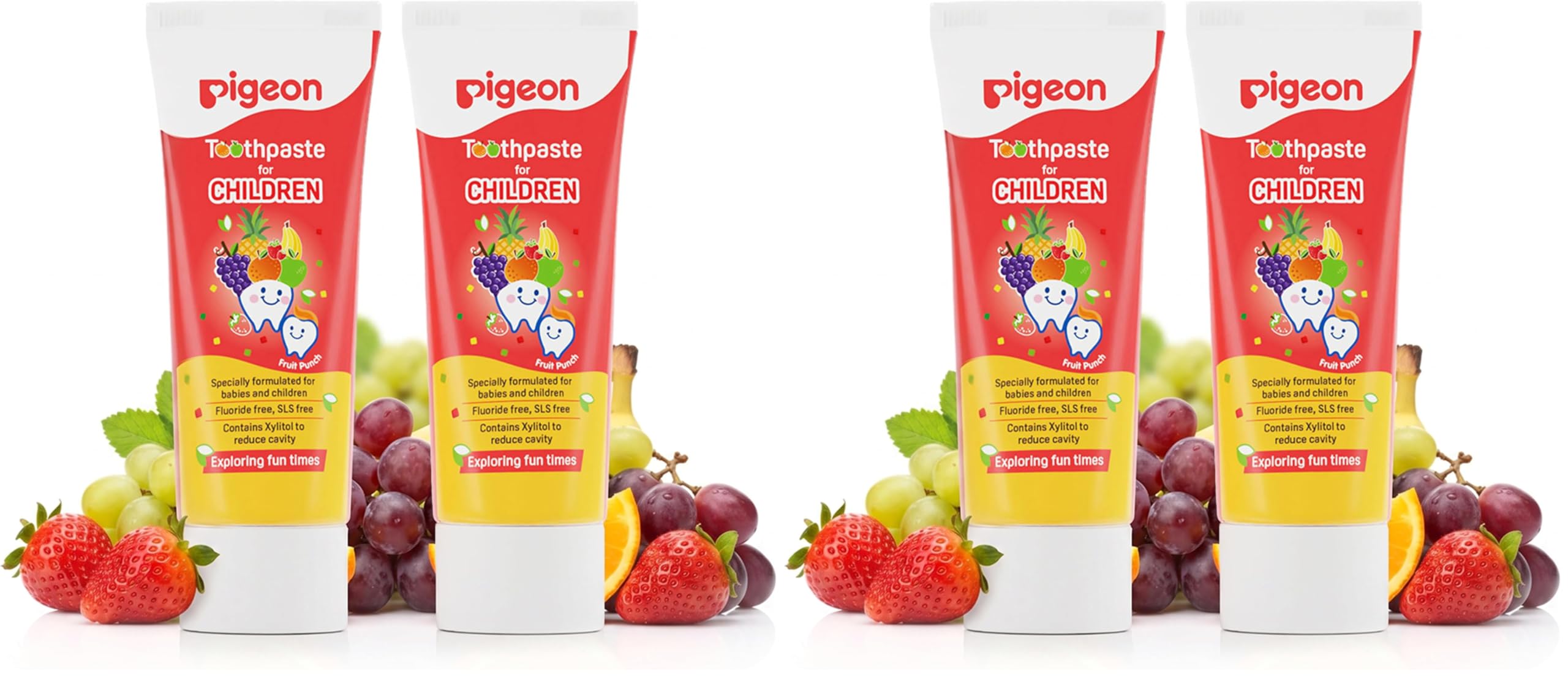 Pigeon Fruit Punch Toothpaste for Babies & Children | Formulated Without Fluoride, SLS, Added Colour & Paraben | pH Friendly Gentle Oral Care | 45 g Each | Pack of 4-image-16
