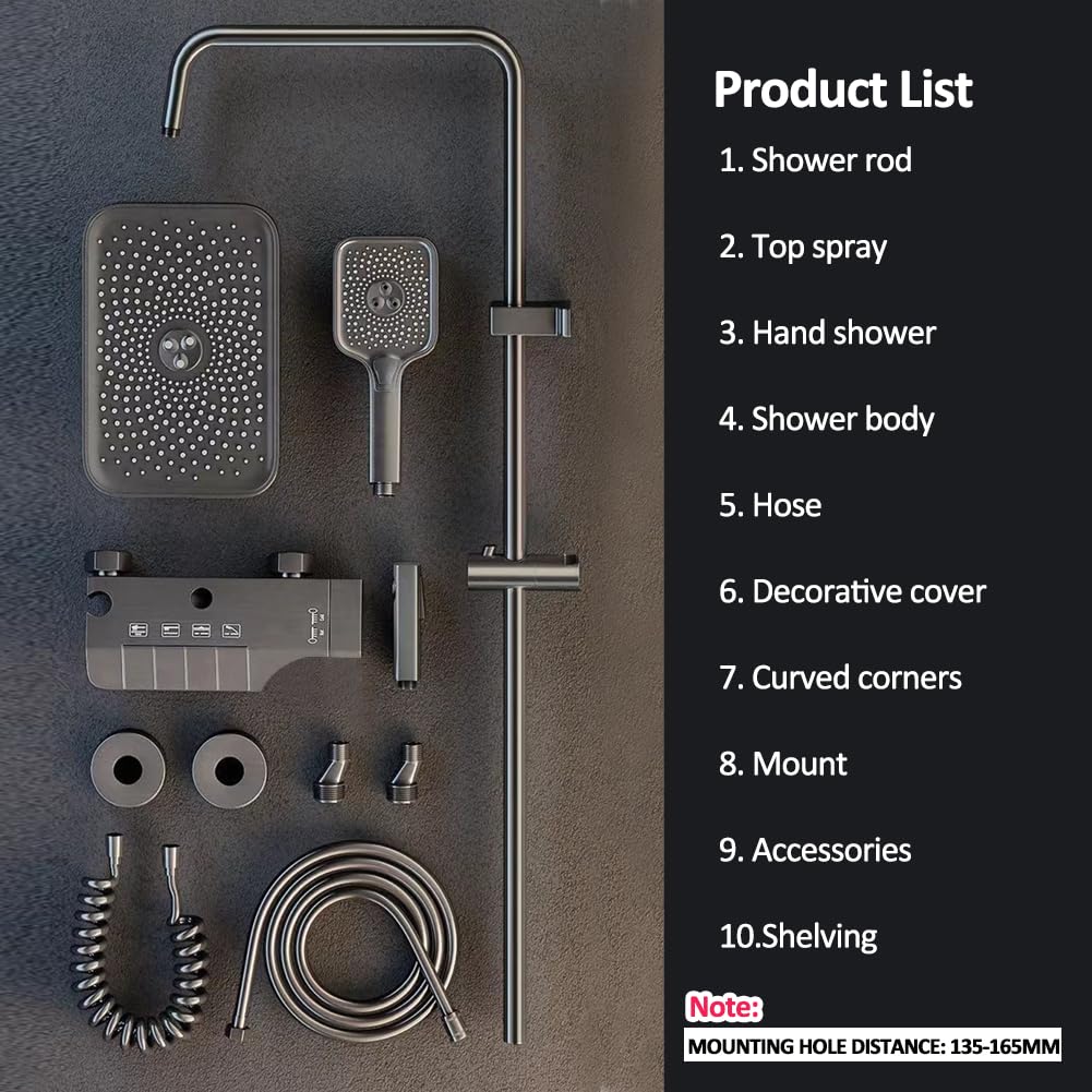 Colonna Doccia Termostatica Con Display Digitale - 4 Funzioni, Soffione 29x20cm - Nero - Foto 2