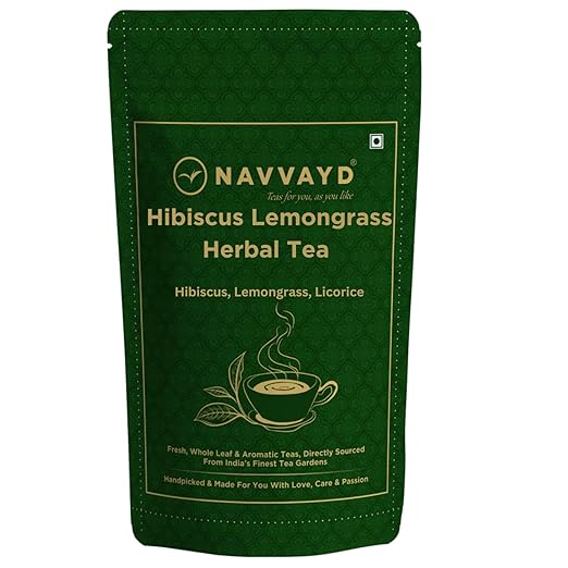 Hibiscus Lemongrass Herbal Tea, With Real Hibiscus Flower, Licorice & Lemongrass, Tisane - Enjoy Hot or Cold (100 Gm)