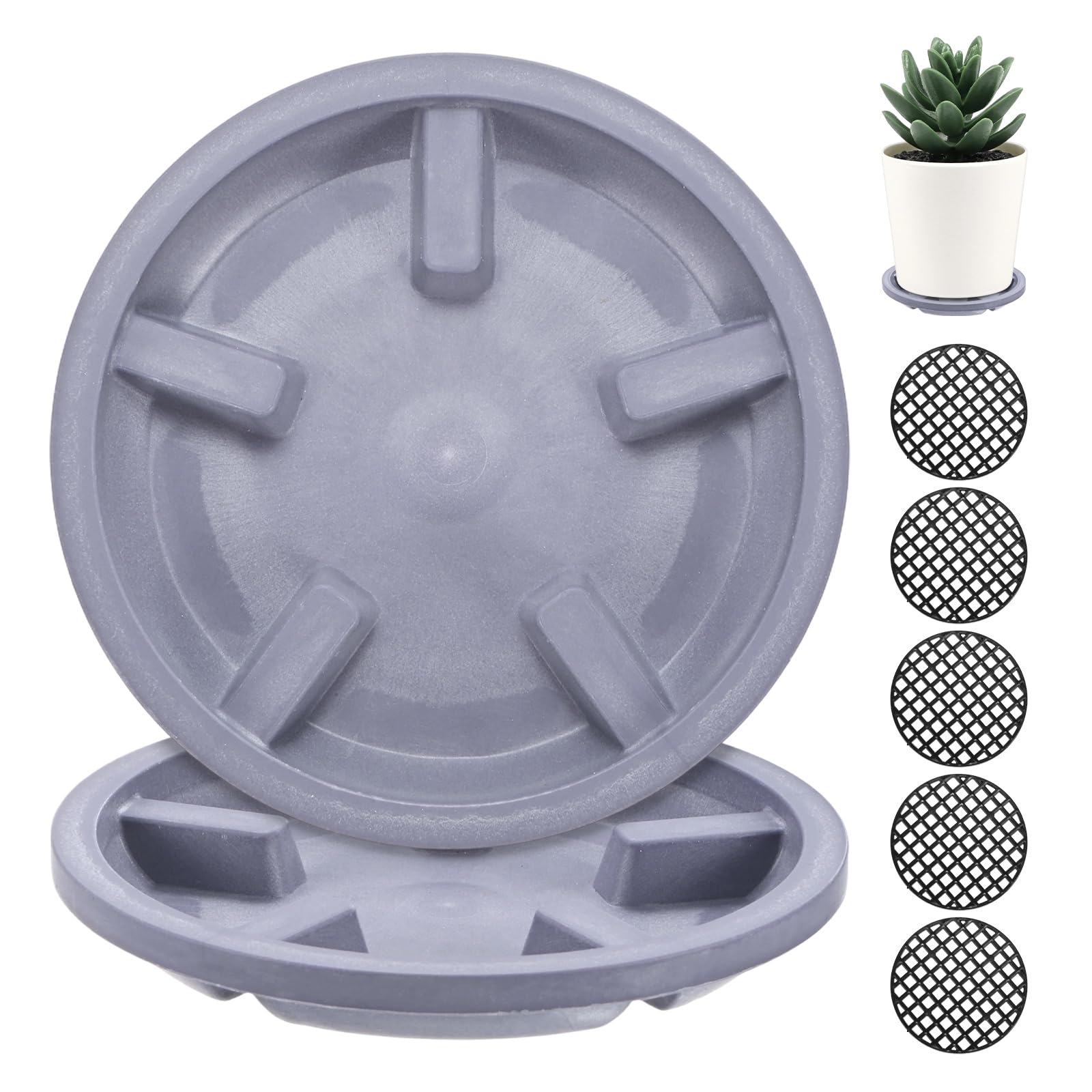 M METERXITY 2-Pack Plant Saucer, 3.27 Inch/8.3 cm Plastic Plant Trays Thicker for Pots/Indoor/Outdoor/Water Drainage and Protection, Flowerpot Drip Tray [Purple Veins]