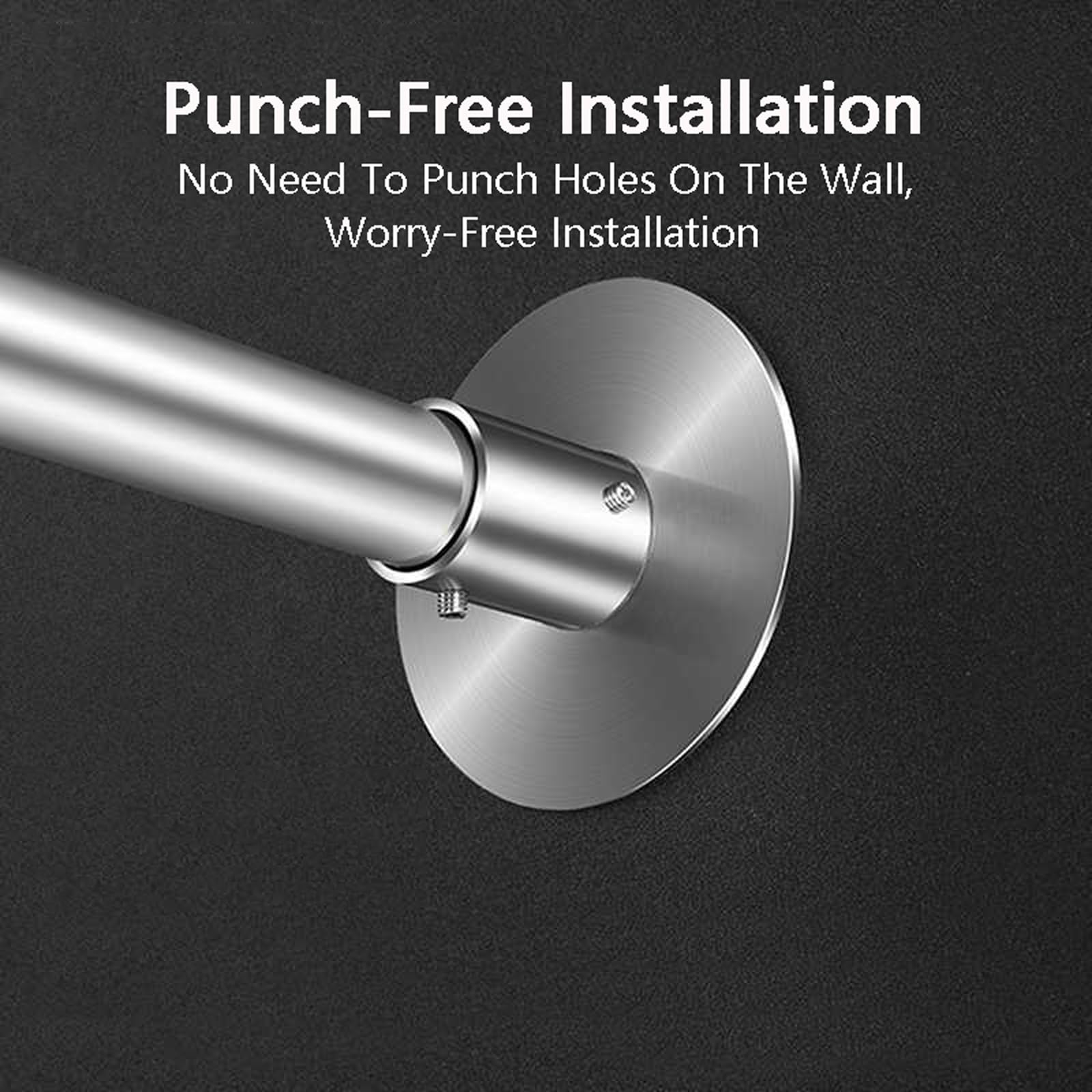 Barra de cortina de ducha curvada en forma de L, ajustable, montada a presión, resistente al óxido, fácil instalación, diseño elegante para espacios privados, solución ideal para decoración de baño