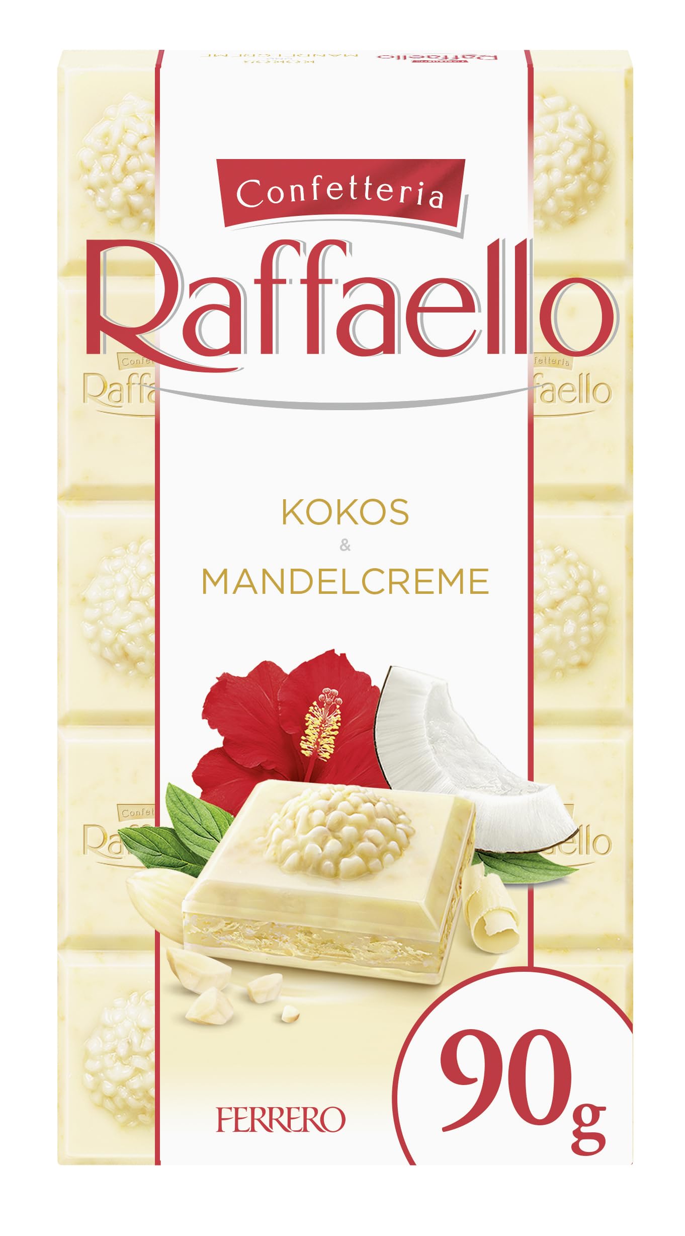 Ferrero Raffaello Tafel – Weiße Schokolade mit Kokos- und Mandelcreme – Ostergeschenk für Frauen & Männer –1 x 90 g Schokoladentafel