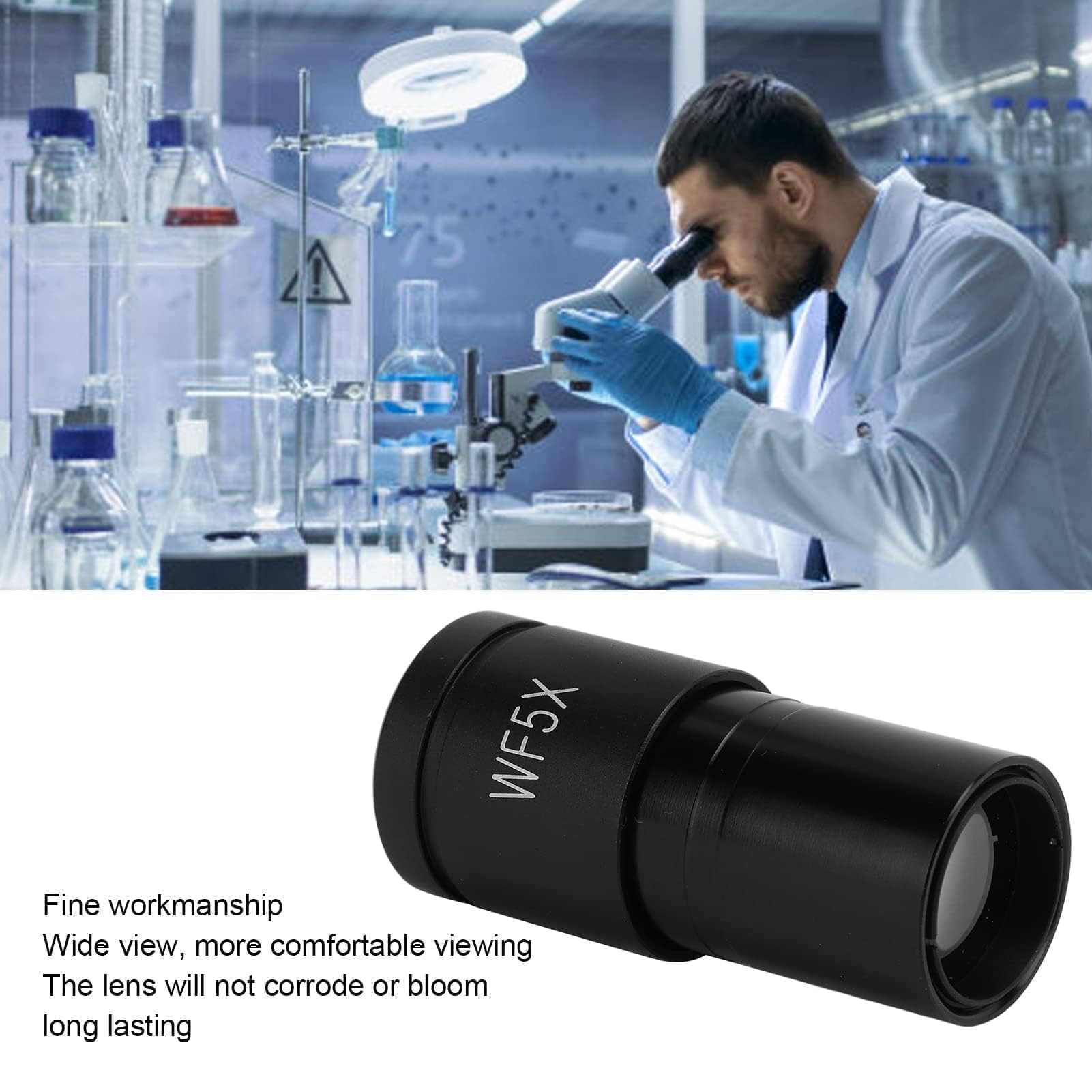 Agatige Adattatore per Microscopio, 5X Microscopio Oculare Accessori per Microscopio Ottico Oculare Microscopio Biologico Obiettivi Adattatori per Microscopi Diametro 23,2 mm