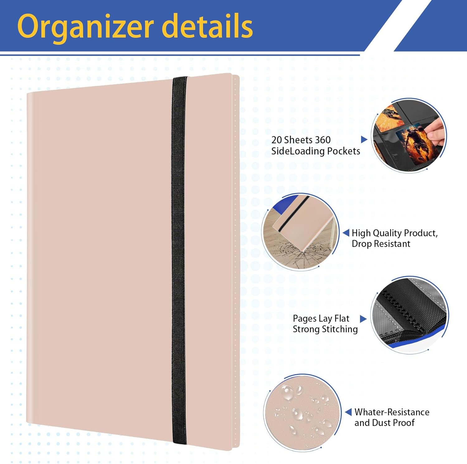 Trading Card Binder 9 Pocket, Premium Card Book for 360 Cards,Sturdy Card Album for Collectible Cards,Side-Loading Card Collection Folder for TCG, MTG,Other Game Cards, Sport Cards,(Pink-1)