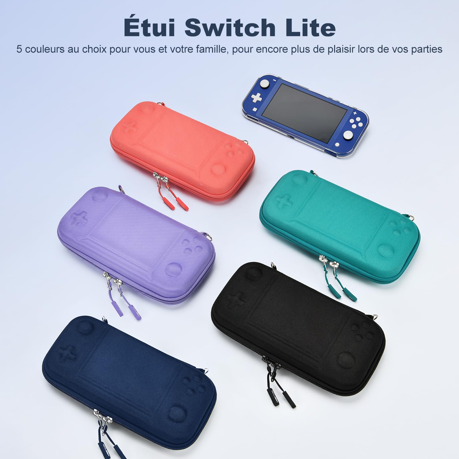 Younik Étui Switch Lite, Pochette Switch Lite 14 en 1 avec Étui de Transport, Coque Switch Lite transparent, Étui pour Cartes de Jeu, 2 Protecteurs d'écran, Bleu Étui de Transport pour Switch Lite