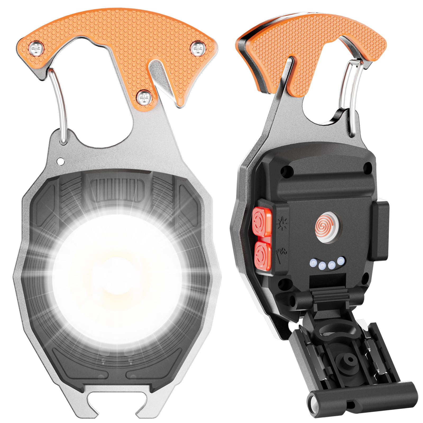 SEANCHEER Keychain Work Light Keychain Flashlights,Portable Rechargeable COB Work Light Emergency Light with Magnet Base,Whistle for Fishing,Cycling and Hiking-7 Light Modes