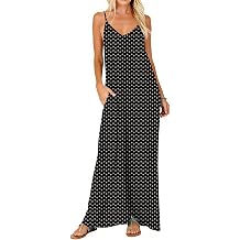 Poetsky Womens Casual Strappy V Neck Sleeveless Flowy Pockets Loose Long Maxi Beach Dress Sundress