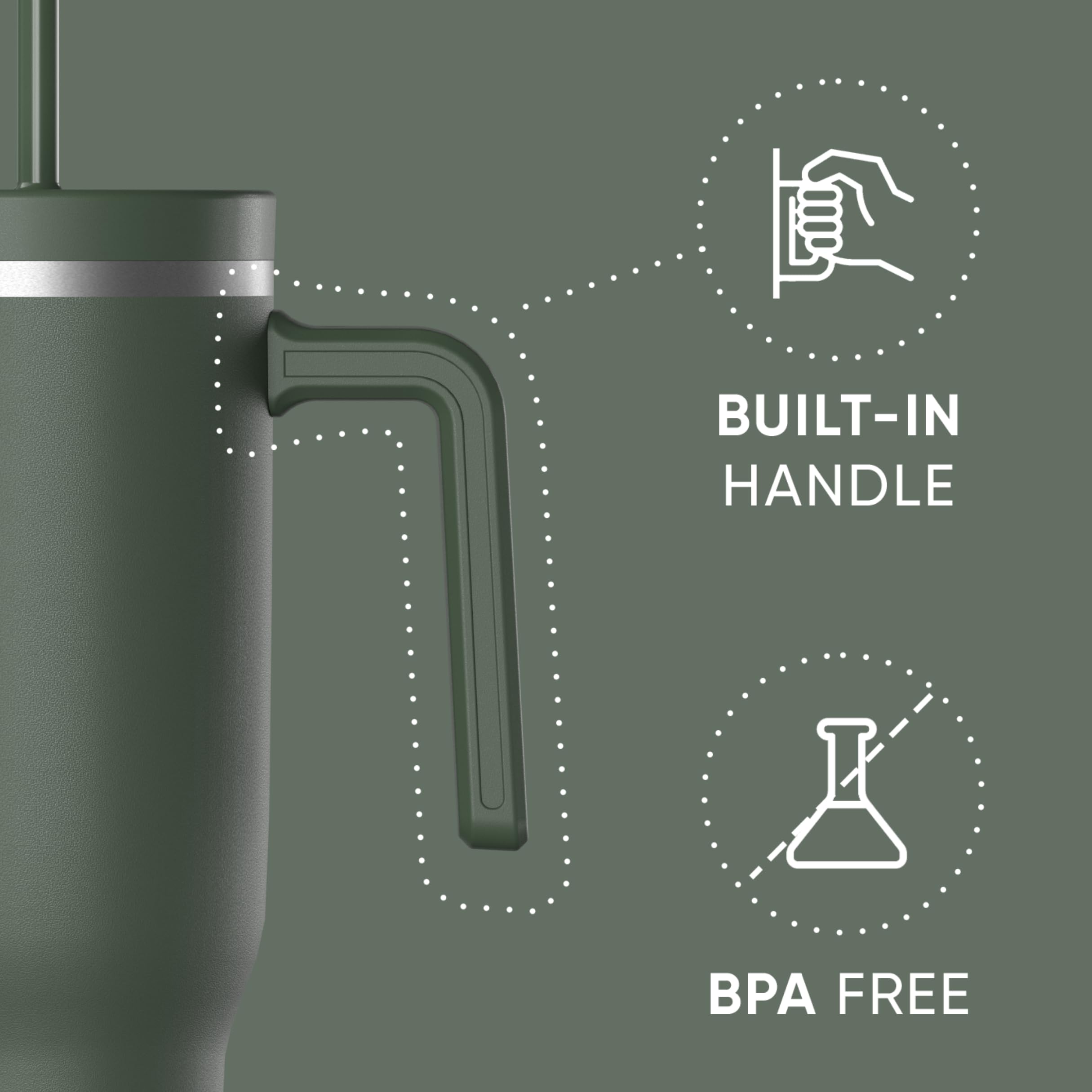 Hydrapeak Voyager 40 Oz Stainless Steel Tumbler With Handle & Straw - Insulated Travel Mug, Keeps Drinks Cold 30hrs/Hot 12hrs