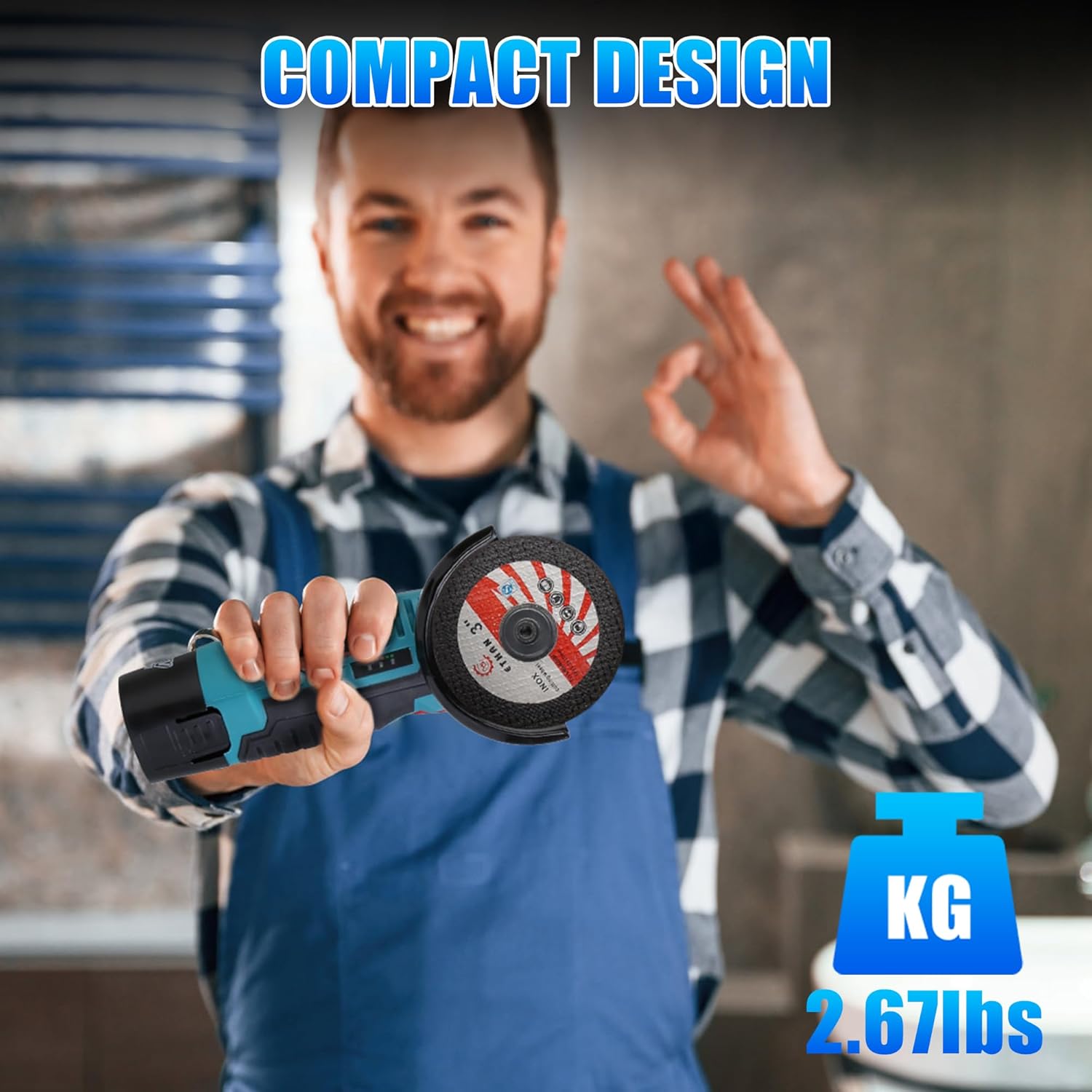 Cordless Angle Grinder, Mini Metal Grinder 19000 RPM with 2x1100mAh Battery & 4 Cutting Wheels, Hand Polishing Grinding Machine for Cutting Grinding Polishing